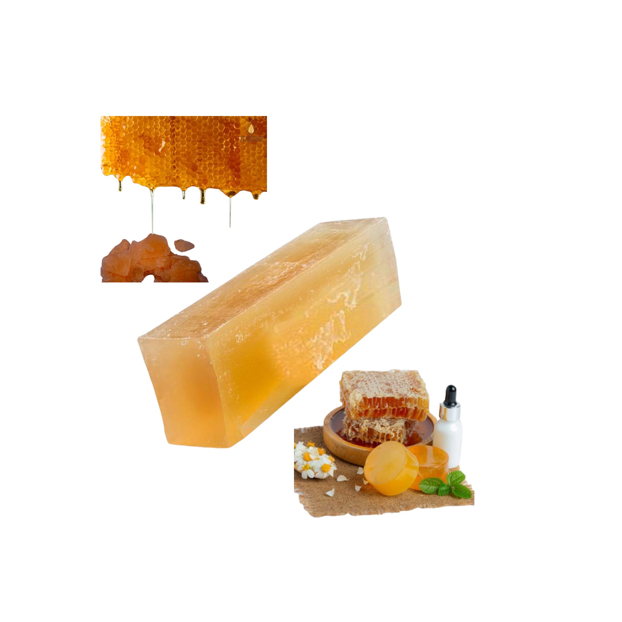 100% Pure Natural Glycerin Honey Soap Base - Paraben Free, SLS Free, Tallow Free, Alcohol Free - 1KG for DIY Skincare, Handmade Soap, and Luxury Bath Products