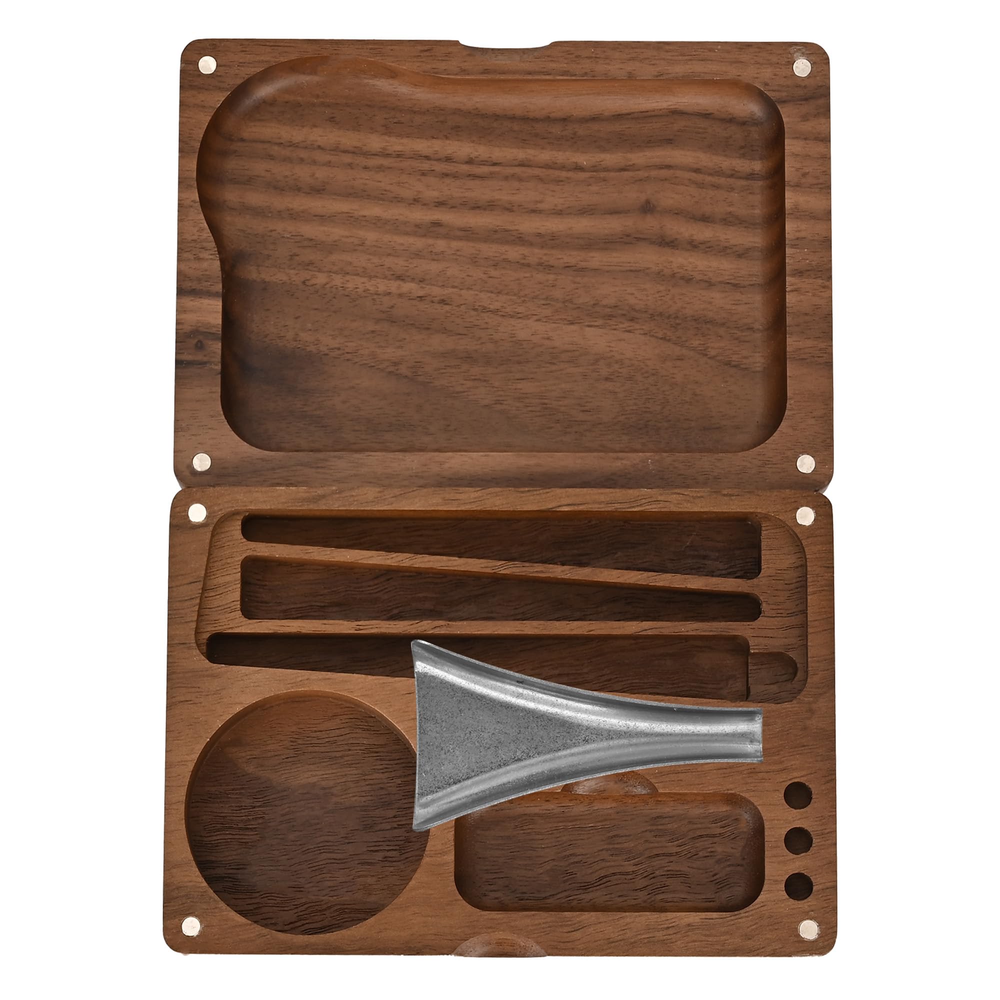 Premium Natural Walnut Storage Case - Fits Rolling Papers, Pre-Rolled Cones, Mini BIC Lighter, 1.5
