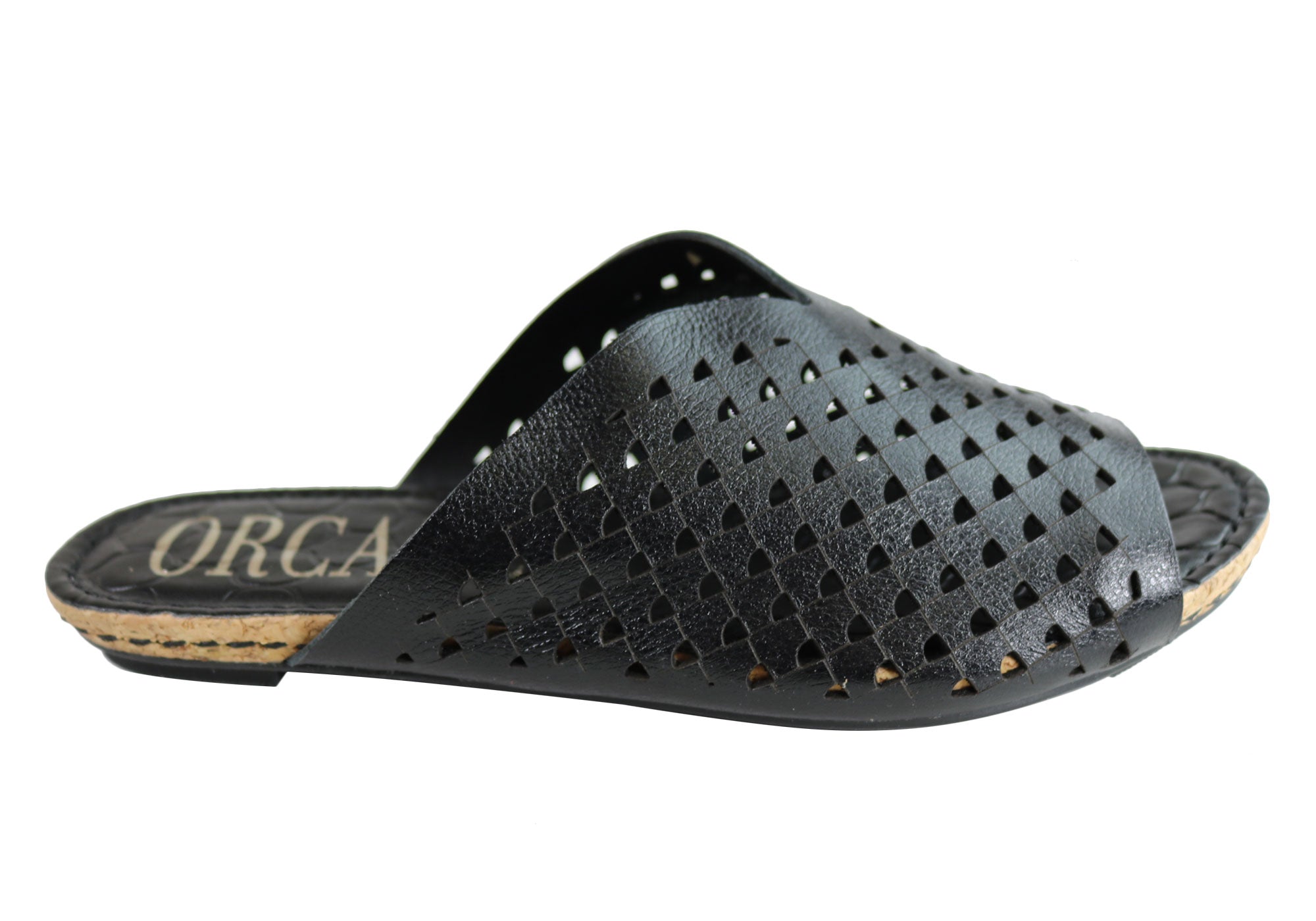 Orcade Natalie Women's Comfort Leather Slides Sandals - Made in Brazil - Perfect for Beach, Pool & Summer Casual Wear