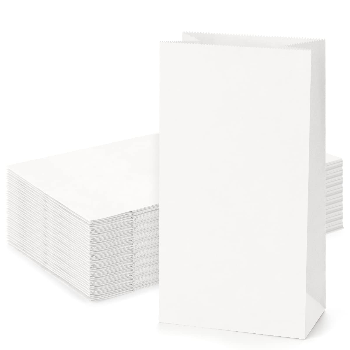 SHOPDAY 100 Pack 4lb White Kraft Paper Lunch Bags - 5x2.95x9.45 Inches - Eco-Friendly Food Storage Bags for School, Office, Picnics & Grocery Packing