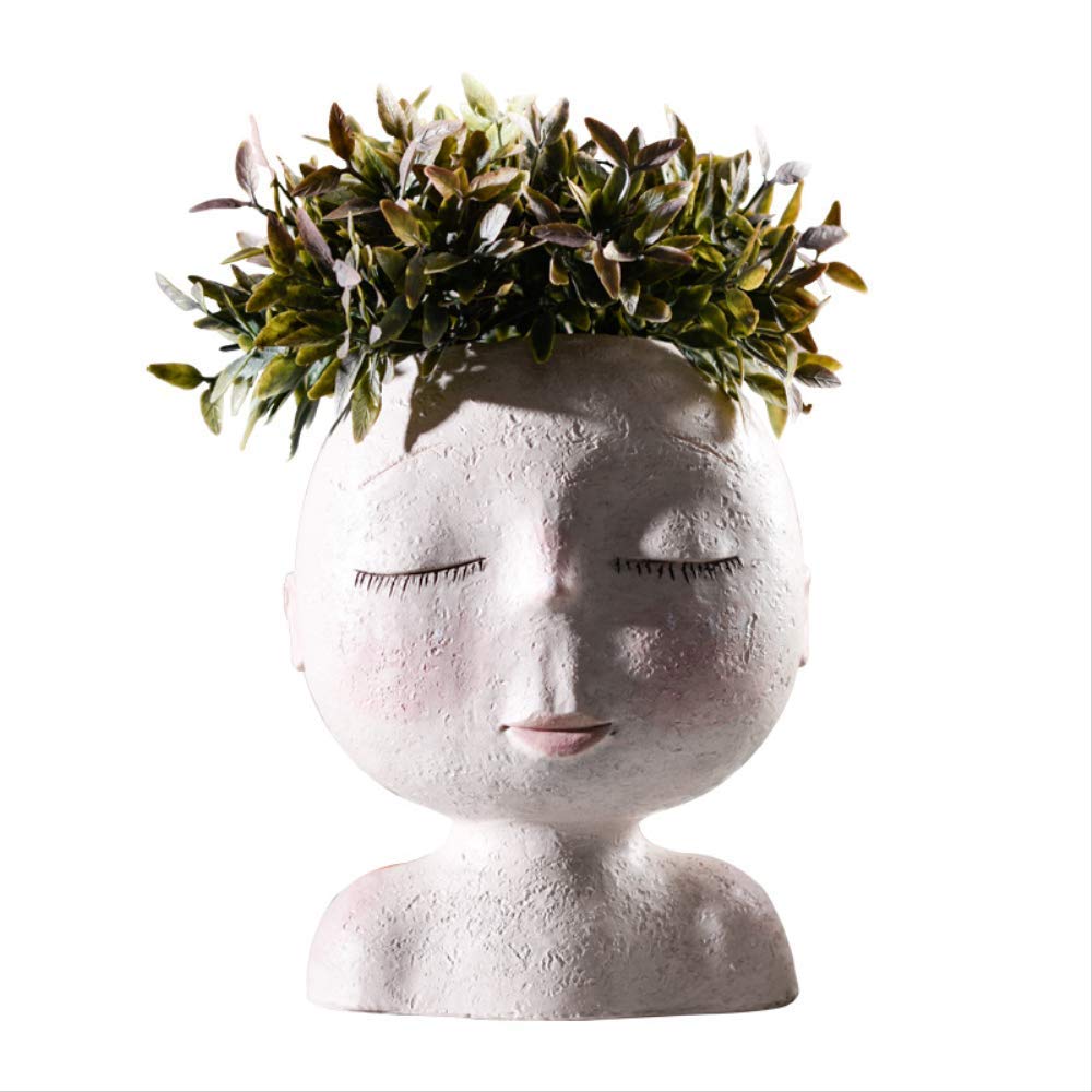 LILOVE Creative Resin Human Head Vase - Unique Flower Arrangement Sculpture for Home & Garden Decor - Perfect for Indoor Plants, Succulents, and Floral Displays