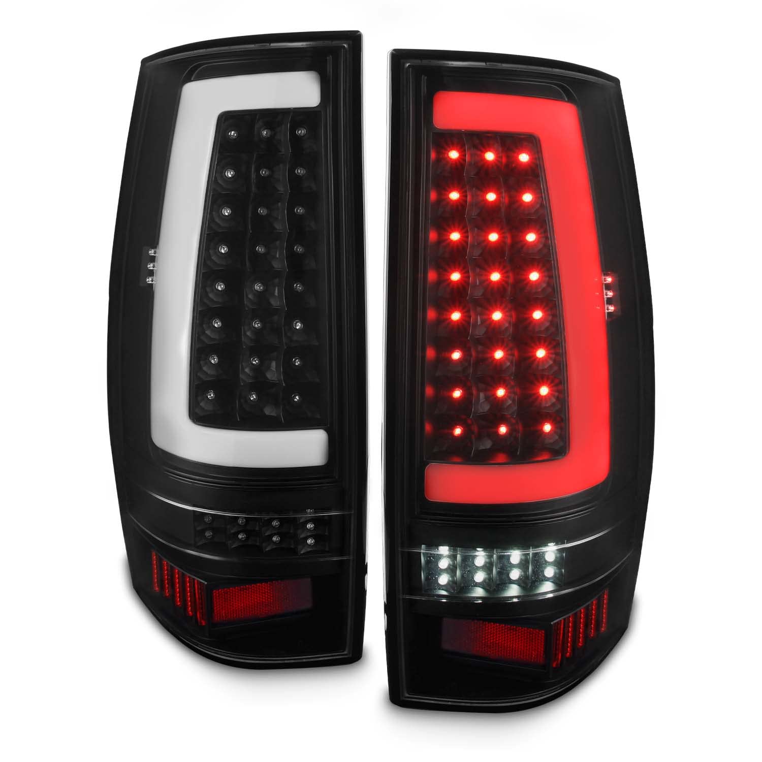 AKKON Chrome Smoked Headlights + LED C-Tube DRL Black Tail Lights Pair for 2007-2014 Chevy Tahoe Suburban 1500 2500 - Upgrade Your Ride with Stylish Lighting for Night Driving & Off-Road Adventures