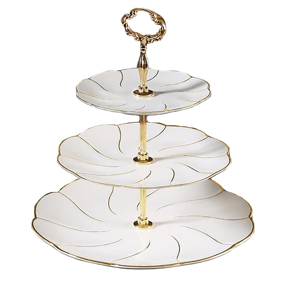 3-Tier Elegant Freesia Serving Stand - Perfect for Desserts, Appetizers & Party Snacks - Ideal for Tea Parties, Bridal Showers & Home Decor