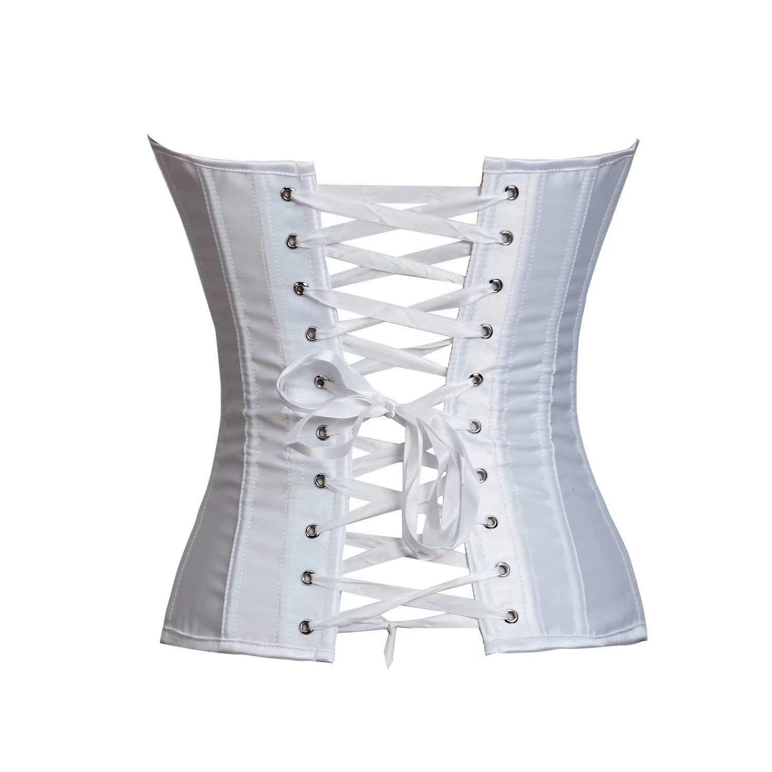 Jutrisujo Women's Lace Up Bustier Corset - Boned Bodyshaper Top for Plus Size (White, 4XL) | Shapewear for Evening Dresses, Wedding & Special Occasions
