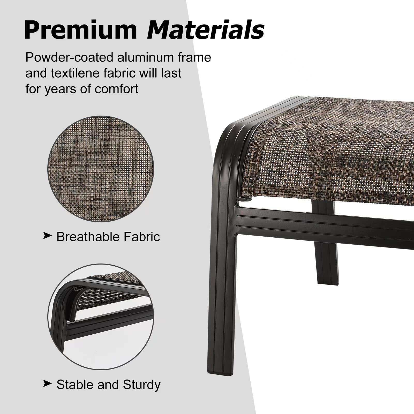 2-Piece Brown Wicker Patio Ottoman Footstool Set - Aluminum Frame Outdoor Foot Rest & Small Seat for Garden, Deck, Poolside, and Patio Relaxation