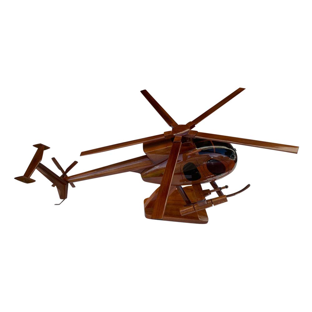 Premium AH6 Mahogany Wood Desktop Helicopter Model - Handcrafted Collectible & Office Decor for Aviation Enthusiasts | Perfect Gift for Pilots, Military Fans & Home/Office Display