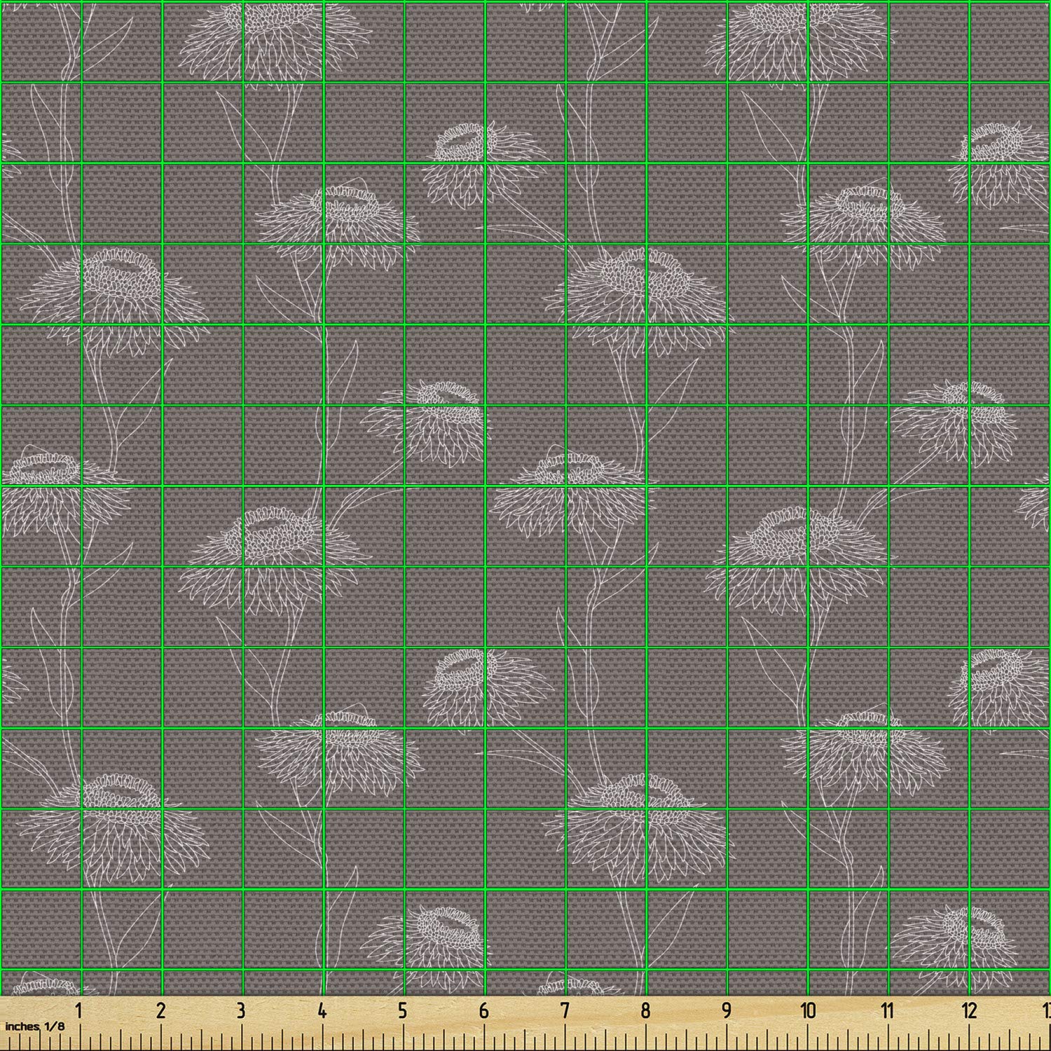 Ambesonne Taupe Fabric by The Yard - Chrysanthemum Blooms Botanical Design on Dark Background | 10 Yards Upholstery & Home Decor Fabric for Sofa, Curtains, Pillows | Gardening Plants Theme Decorative Material