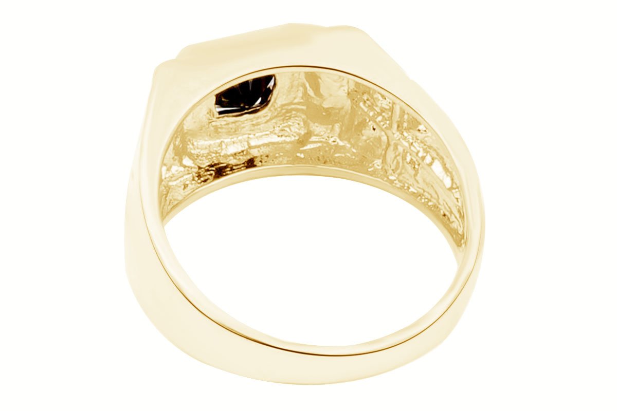 14K Yellow Gold Over Sterling Silver AFFY Side Cross Curve Men's Ring - Stylish Religious Jewelry Gift for Him - Perfect for Weddings, Anniversaries & Everyday Wear
