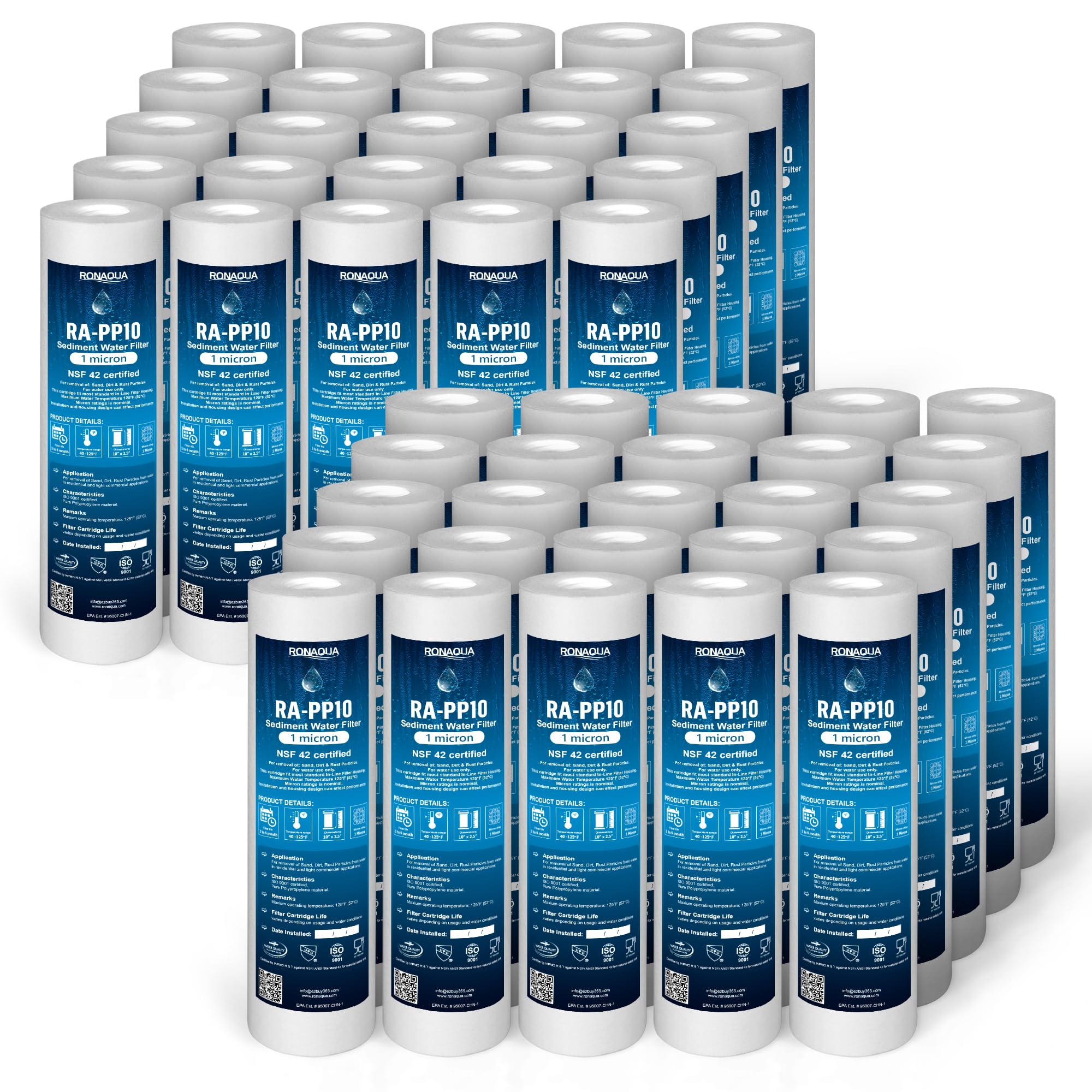 Premium Ronaqua 1 Micron Sediment Water Filter Cartridge 10