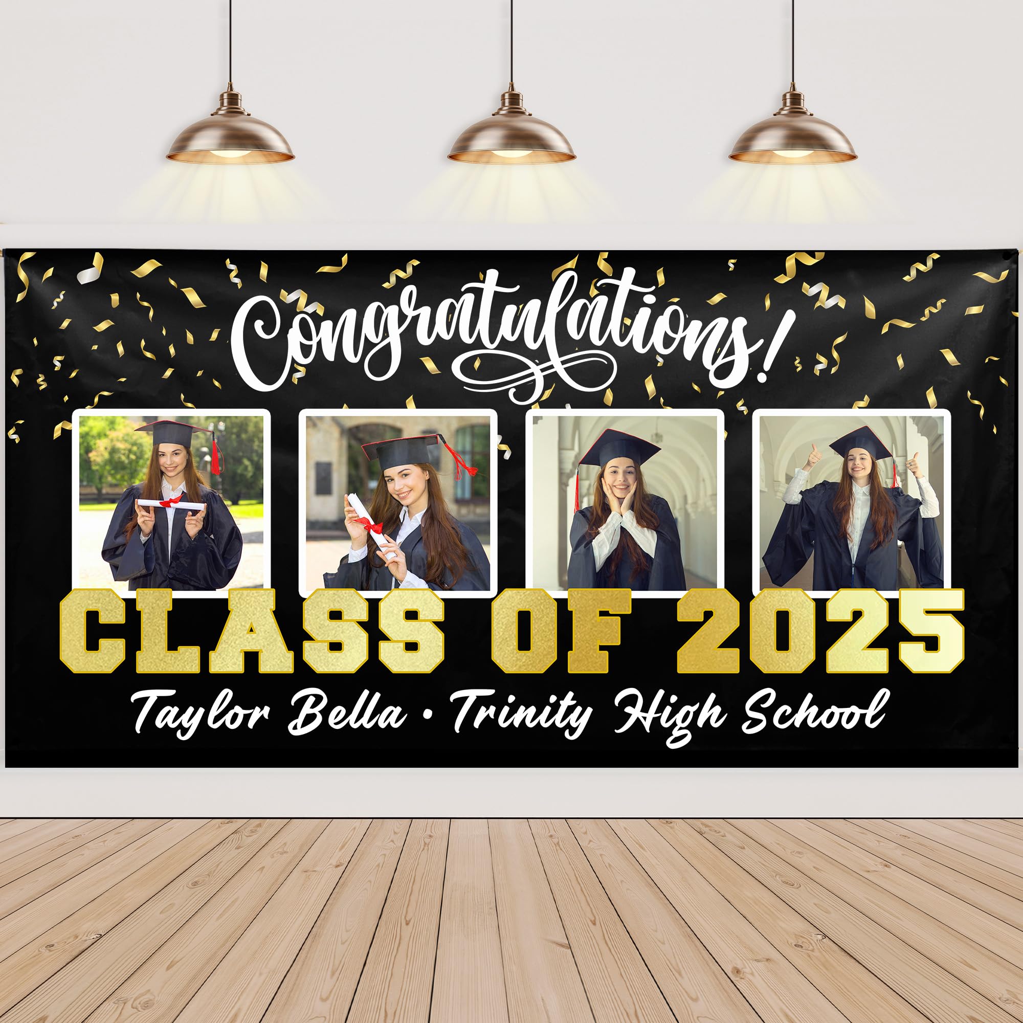 Custom Graduation Party Decorations 2025 - Personalized Photo & School Name Banners for Class of 2025 | Perfect for Graduation Ceremonies, School Events & Home Decor
