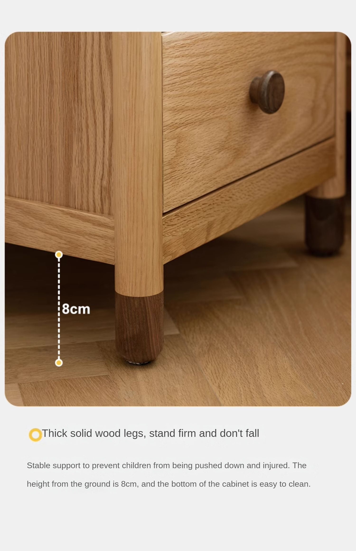 Solid Oak Wood Nightstand with Two Drawers - Bedside Table for Bedroom, Living Room, or Office Storage