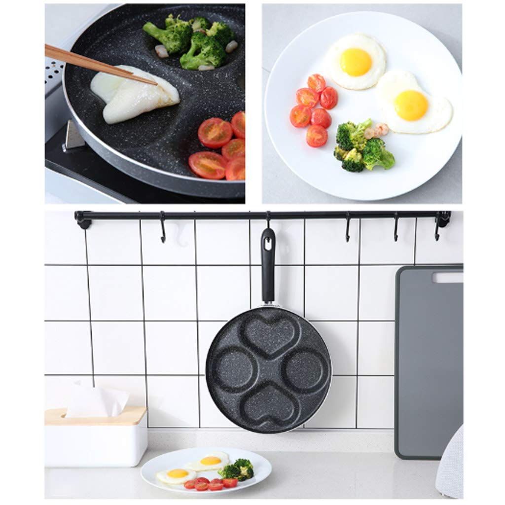 XBSXP 4-Hole Non-Stick Egg Frying Pan - Perfect for Omelets, Pancakes & Steak - Heart Shaped Breakfast Cooking Pan for Quick & Easy Morning Meals - Ideal for Home Kitchen, Camping & Brunch Parties