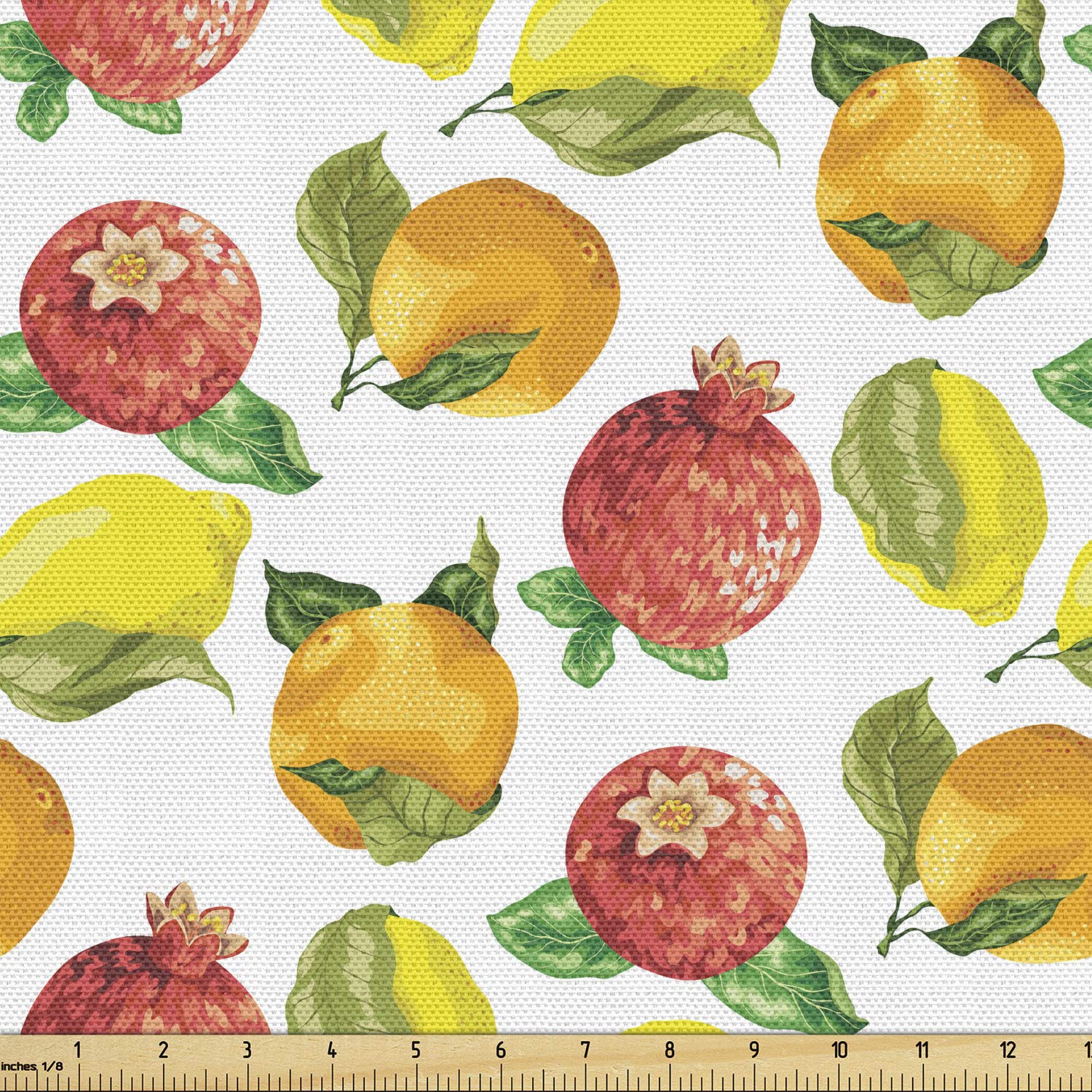 Ambesonne Fruit Fabric by The Yard - Vitamin C Pattern with Seasonal Orange, Pomegranate & Lemon - 10 Yards Multicolor Upholstery Fabric for Sofa, Curtains & Home Decor | Perfect for DIY Projects, Table Runners & Throw Pillows