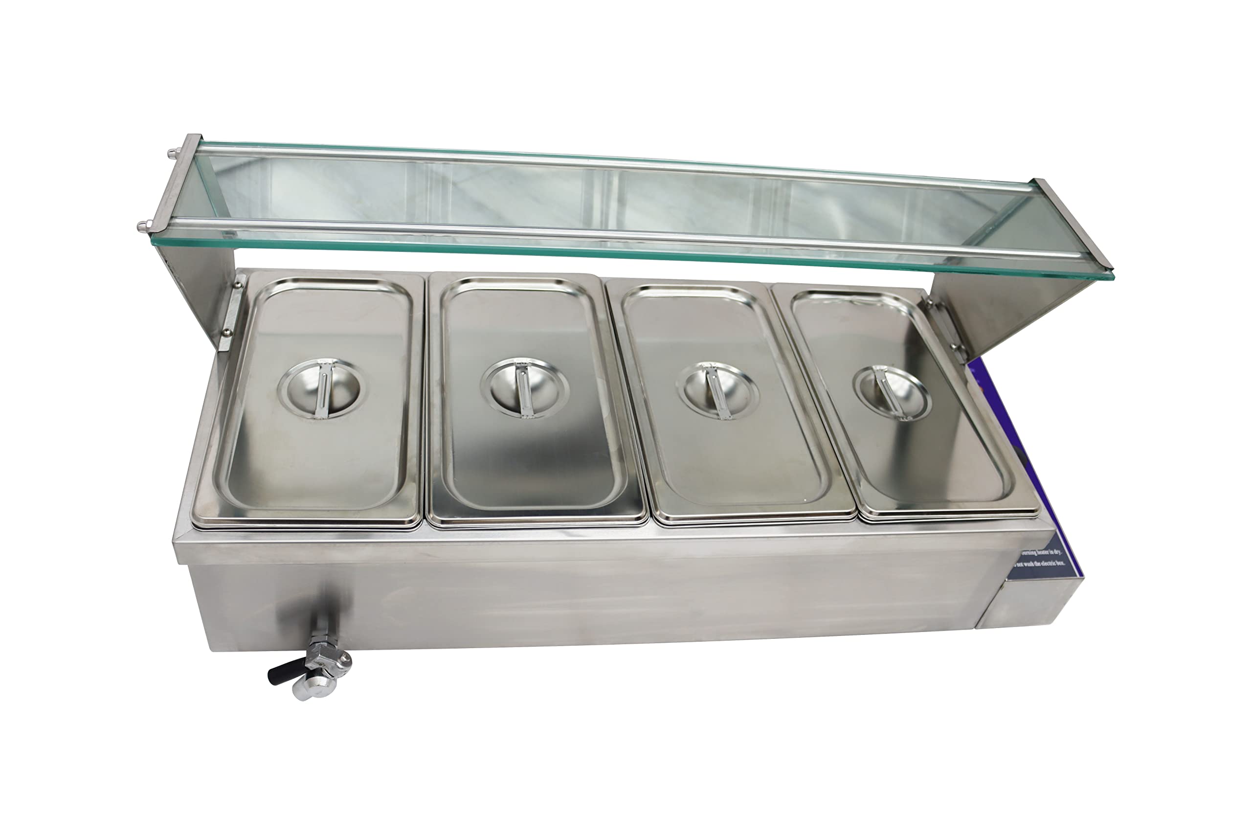 INTBUYING 4-Pot Buffet Food Warmer 110V 1500W Commercial Stainless Steel Deep Pan Warmer - Perfect for Catering, Buffets, Restaurants and Party Food Serving
