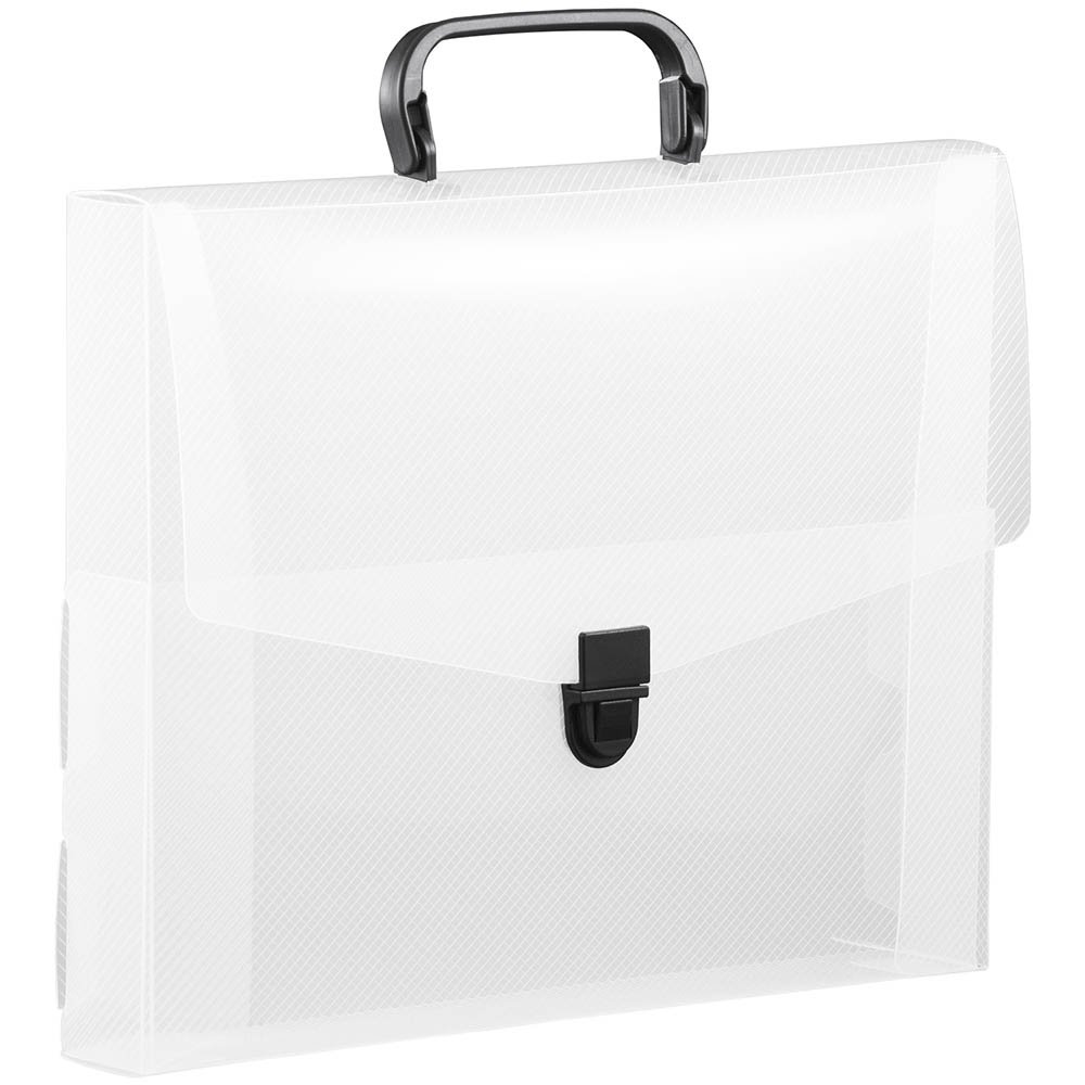 JAM PAPER Clear Plastic Portfolio Briefcase with Handles - 12 x 9.5 x 1.5 Inches - Durable Document Organizer for Office, School, Business Meetings & Presentations - Sold Individually