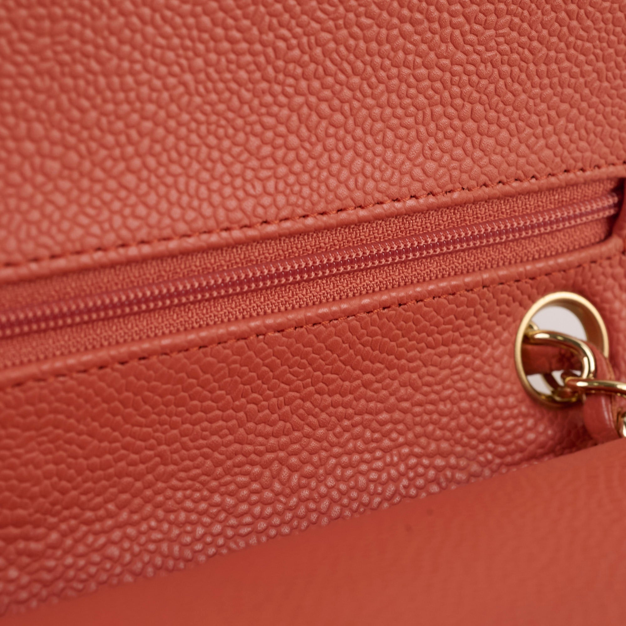 Chanel Medium/Large 24k Gold Plated Caviar Classic Flap Bag in Salmon Pink - Luxury Handbag for Women, Perfect for Parties, Weddings & Special Occasions