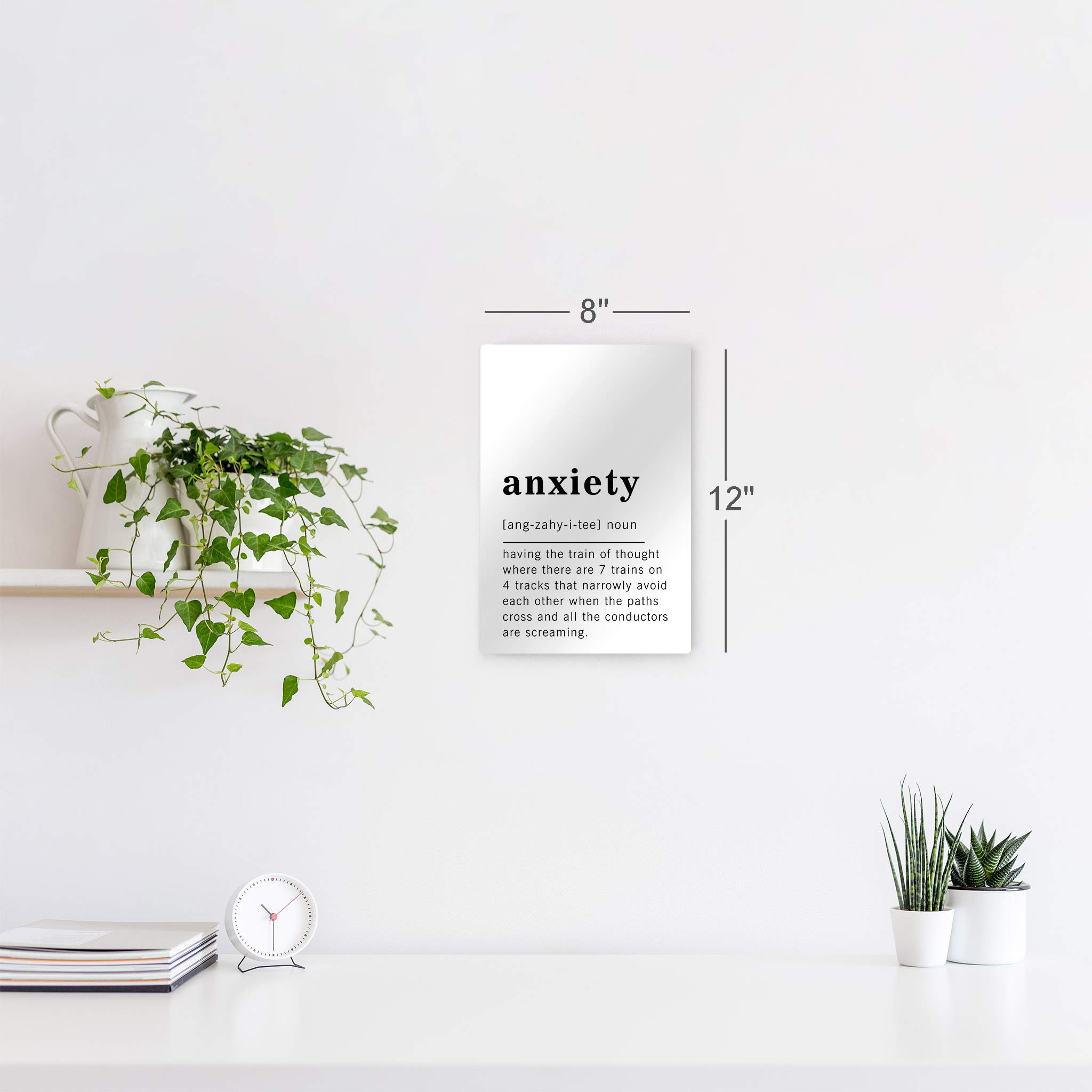 Funny Noun Dictionary Definition of Anxiety Metal Print - Inspirational Quote Wall Art for Office, Living Room, Bedroom & Bathroom - Ready to Hang Home Decor (36x24 Inches) | Made in USA - Perfect for Stress Relief & Humorous Home Decorating