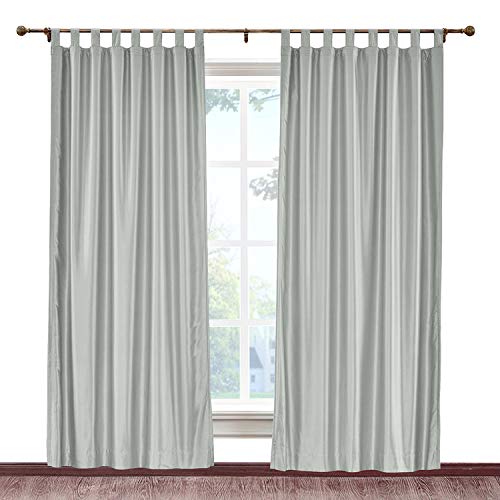Cololeaf Tab Top Faux Silk Blackout Curtains - Light Grey 52