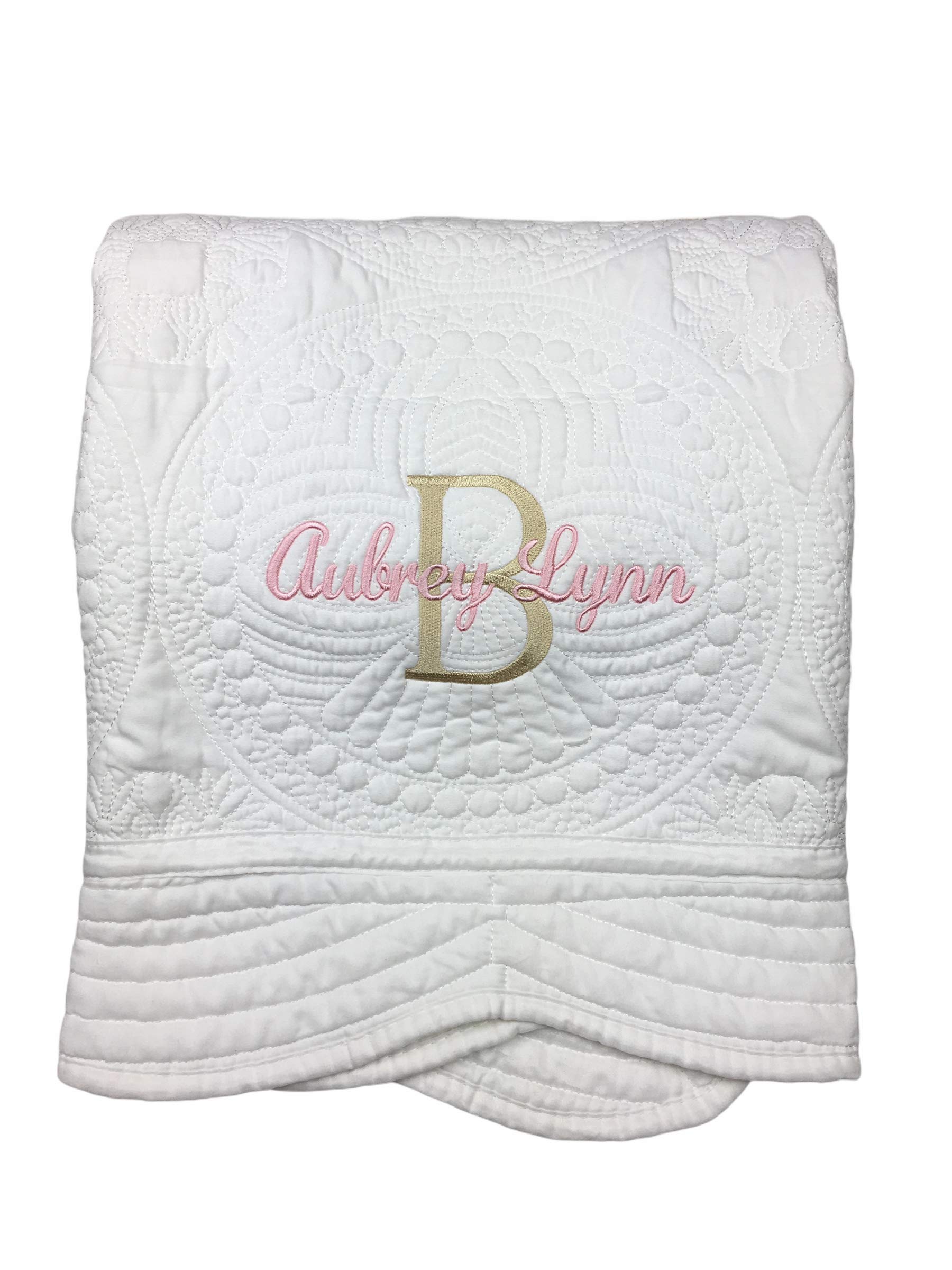 Personalized Monogrammed Baby Quilt Blankets for Boys & Girls - Soft Embroidered Crib Size Blanket - Perfect Baby Shower Gift, Nursery Decor & Toddler Comfort Blanket for Daycare, Travel & Snuggling