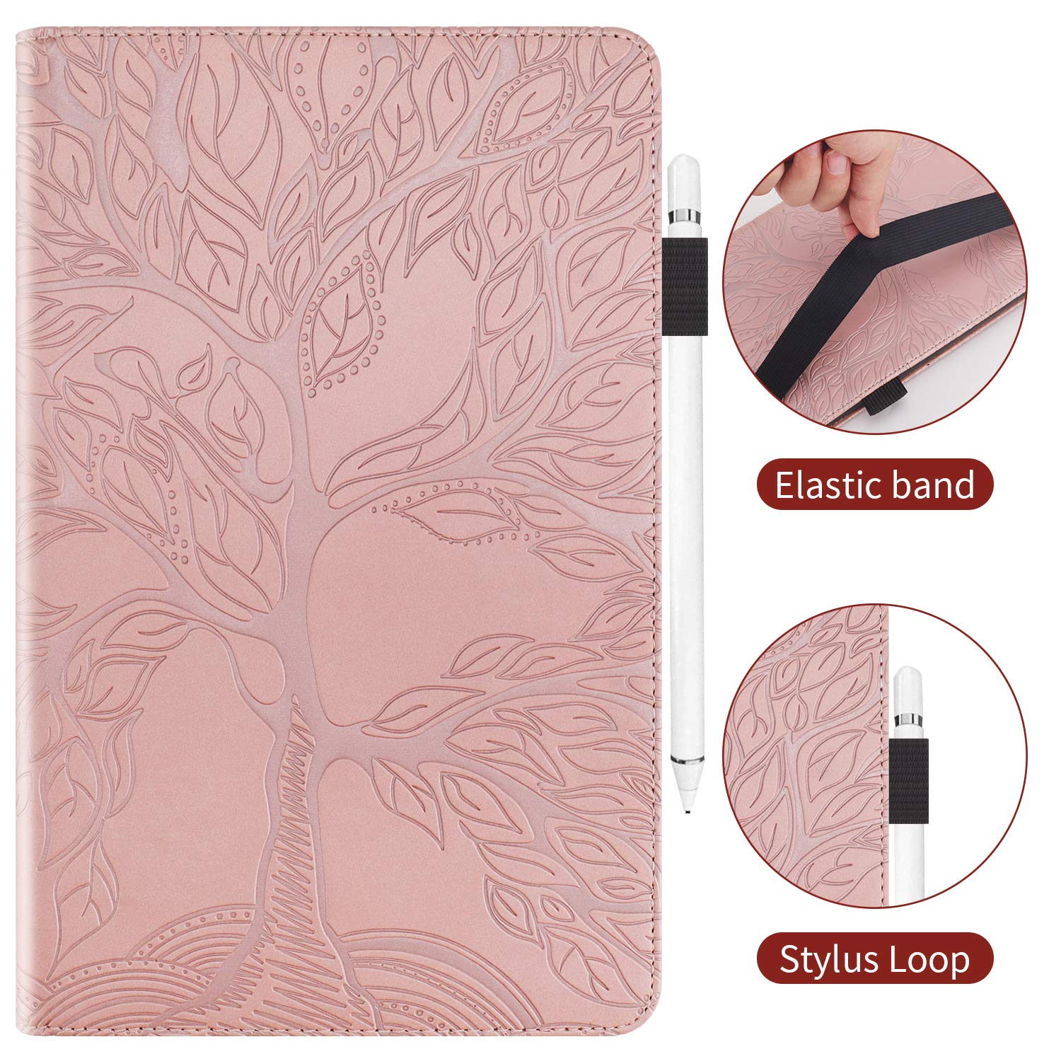 Premium PU Leather iPad 10th Generation Case (10.9 inch 2022) with Pencil Holder & Auto Sleep/Wake - Rose Gold Folio Cover with Multi-Angle Stand for Work, School & Travel Protection