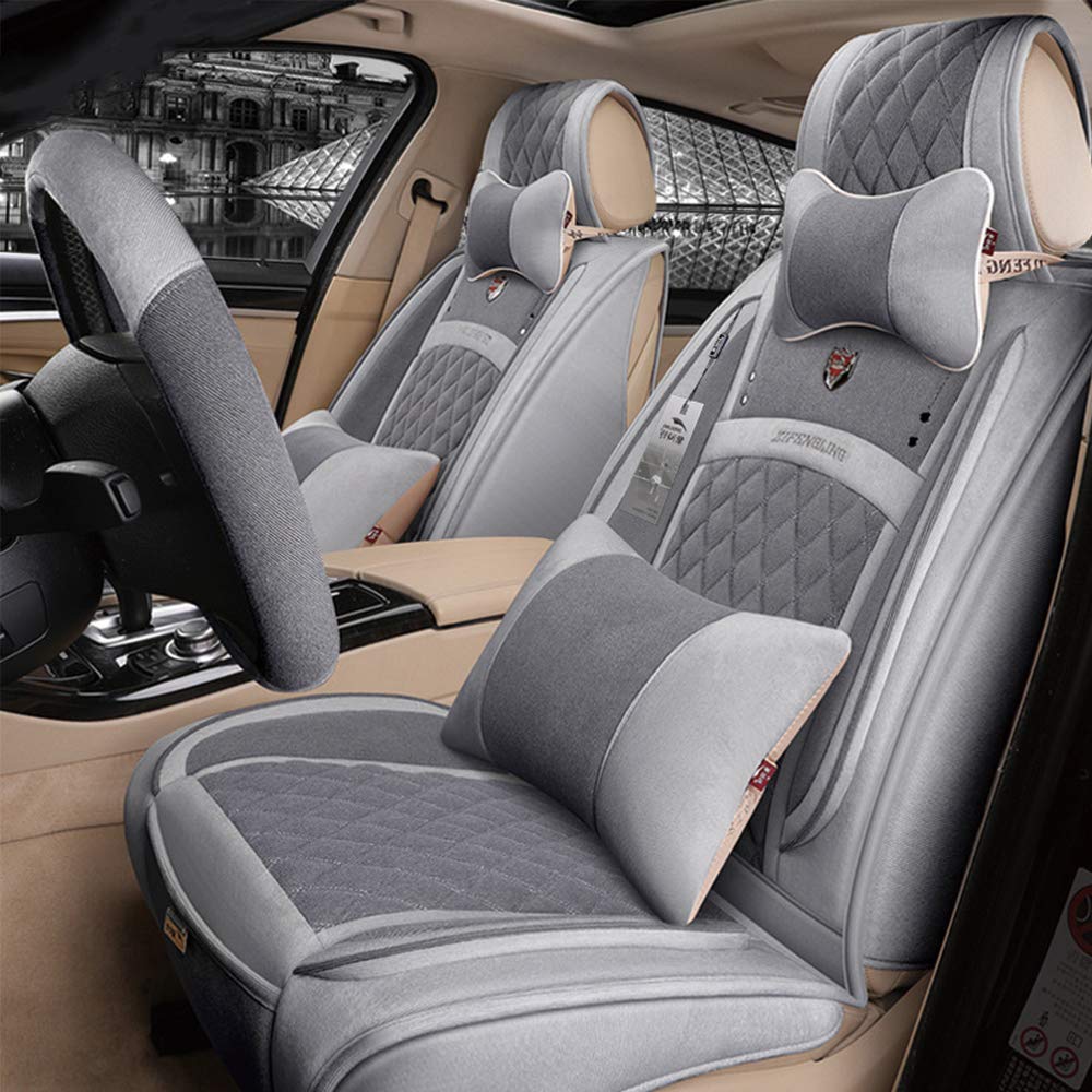Premium Car Seat Cushions for Height Adjustment - Thick Grey Wool Seat Cover Set with Memory Foam | Universal Fit for Cars, SUVs & Trucks | Winter Warmth & Comfort | Perfect for Long Drives, Road Trips & Cold Weather Commuting