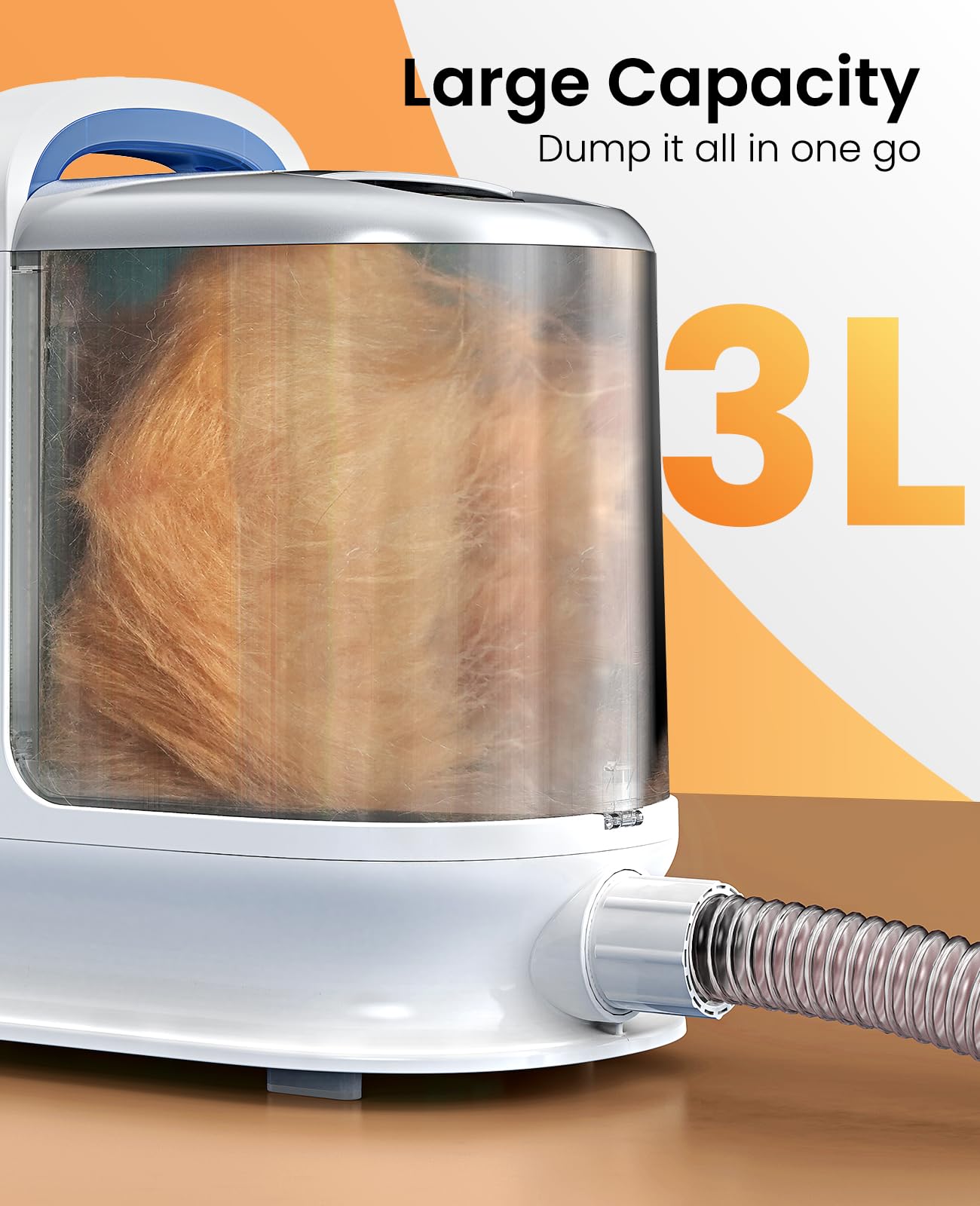 Oneisall Dog Grooming Vacuum - 13000Pa Powerful Pet Hair Vacuum with 7 Grooming Tools (Clippers & Shedding Brush), 3L Dust Cup, 3 Suction Levels, Ultra Quiet BM3 - Perfect for Home Pet Grooming & Shedding Control