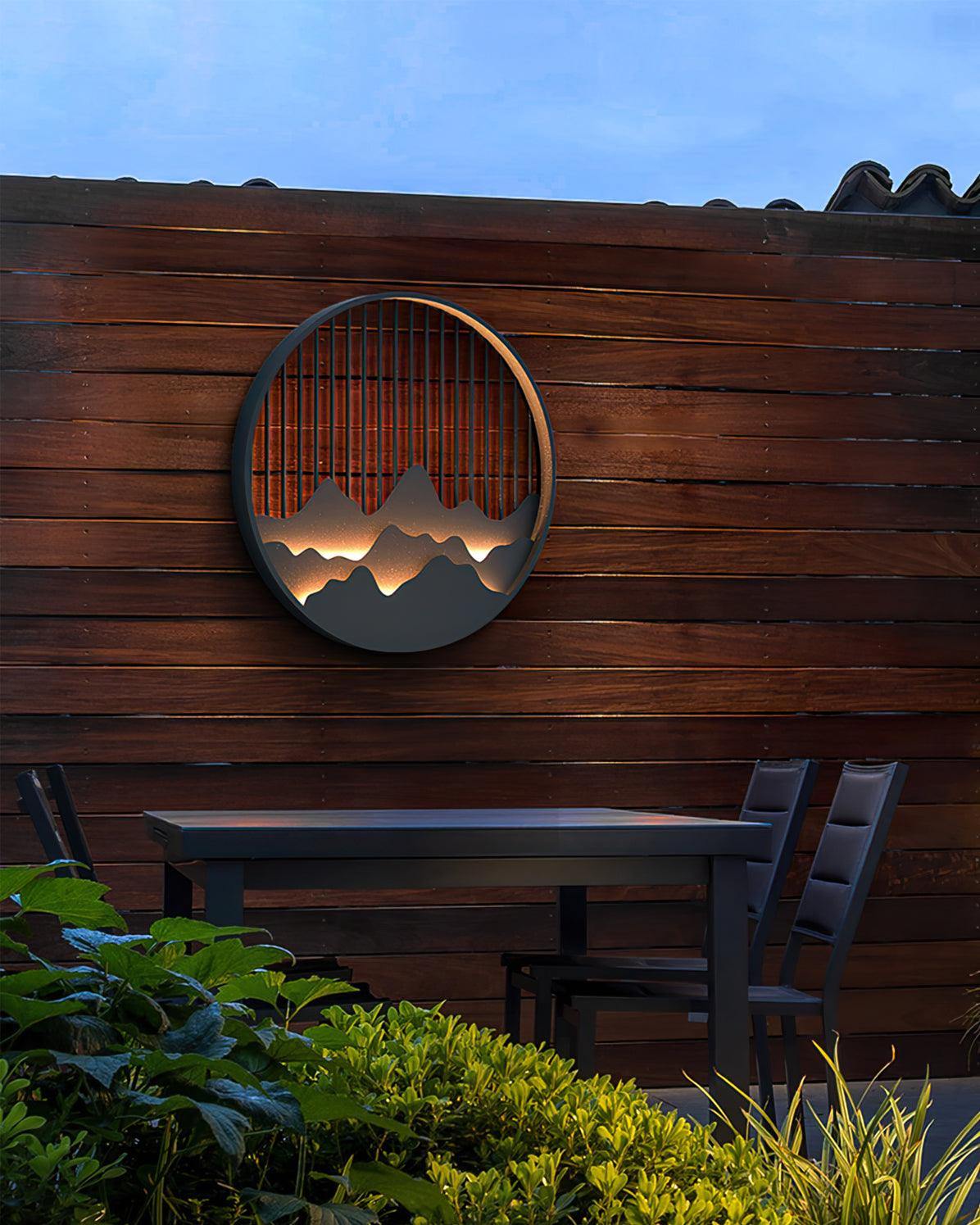 Outdoor Wall Lamp Waterproof - Mountain Design Exterior Light for Patio, Garden, Porch - Perfect for Backyard, Deck & Camping Lighting