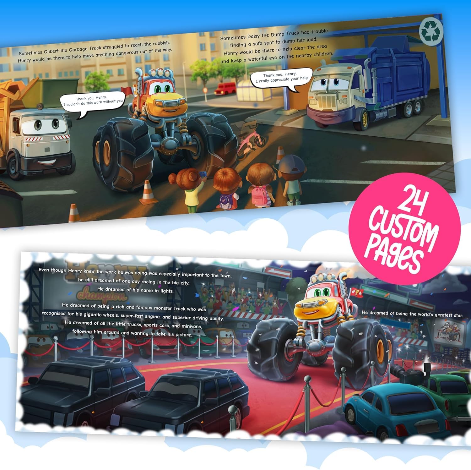 Personalized Monster Truck Story Book for Kids - Custom Children's Book with Name in The Story, 11x8.5 Inch Blue Hardcover | Perfect Birthday Gift, Bedtime Reading & Early Learning Adventure