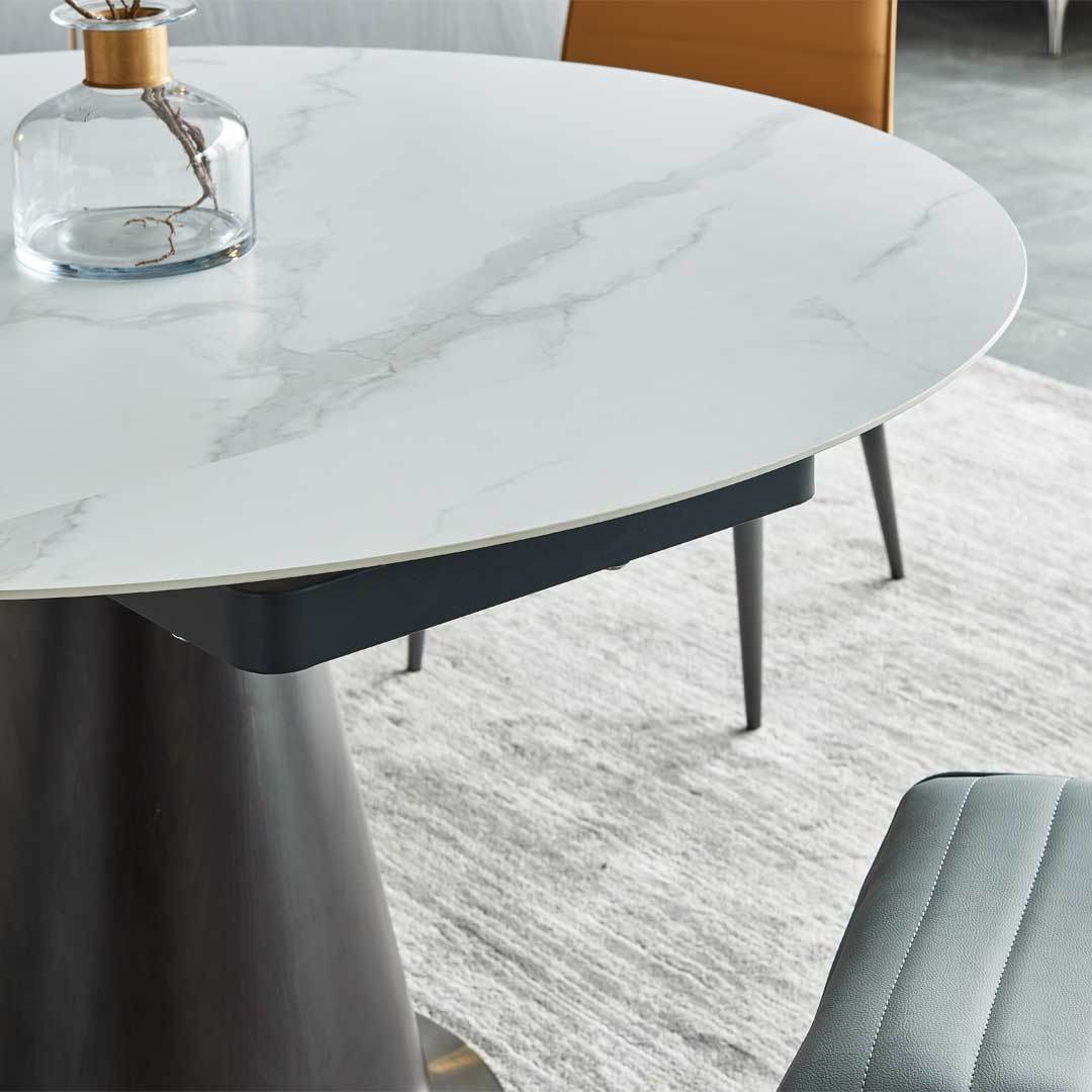 Frederica Modern Sintered Stone Extendable Dining Table - 6 to 10 Seater, Scratch & Heat Resistant - Perfect for Family Gatherings & Dinner Parties