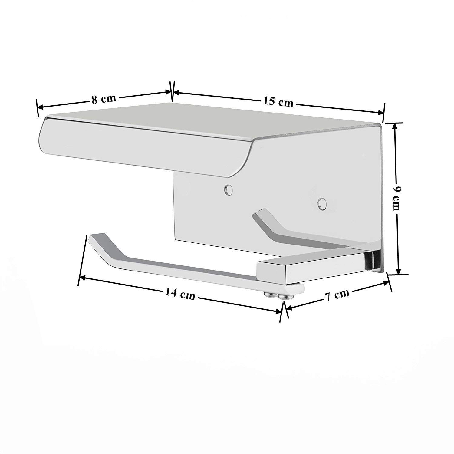 Plantex Platinum 304 Stainless Steel Toilet Paper Holder with Mobile Stand - Chrome Bathroom Accessory for Home, Office & RV Use