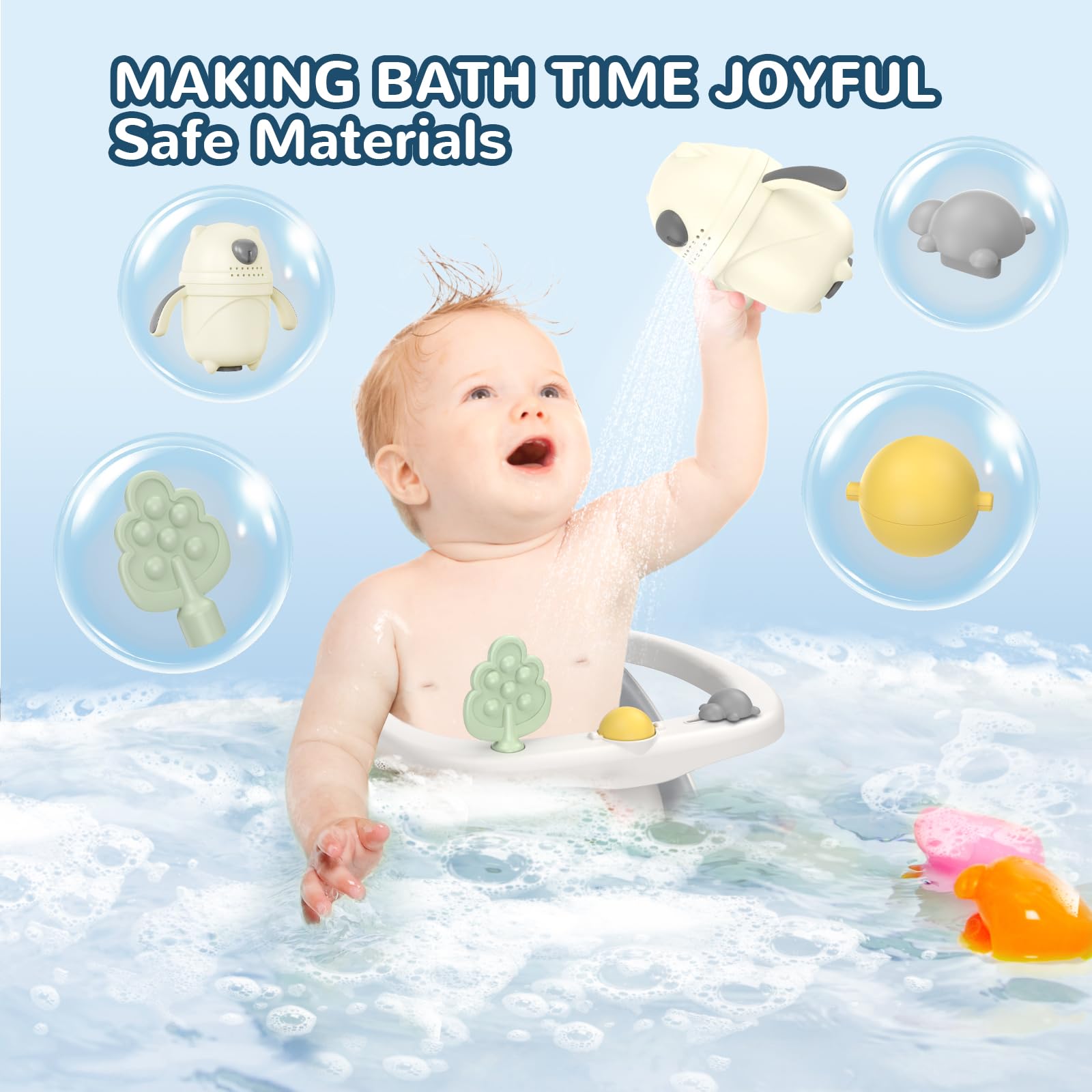 **Baby Bath Seat for 6+ Months - Non-Slip Infant & Toddler Bathtub Chair with Suction Cups | Safe Shower & Bath Time Helper**    *(Use for secure baby bathing, hands-free washing, and toddler water play in tub or shower.)*