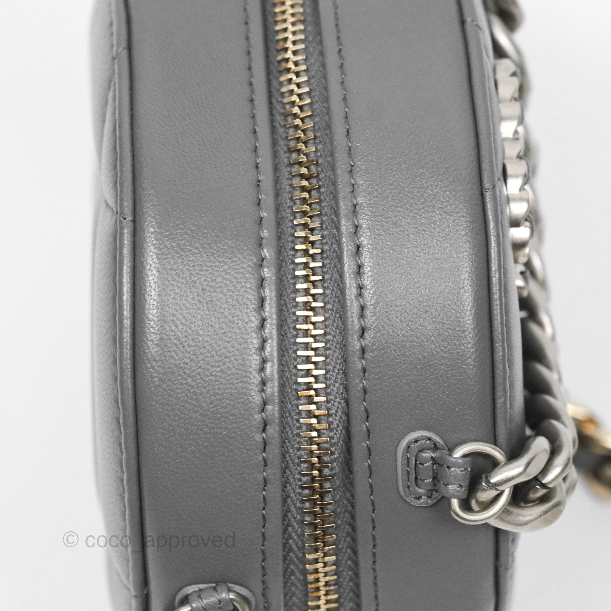 Chanel 19 Round Clutch Bag with Chain Strap in Grey - Mixed Metal Hardware Crossbody Purse for Women | Perfect for Evening Parties, Date Nights & Special Occasions
