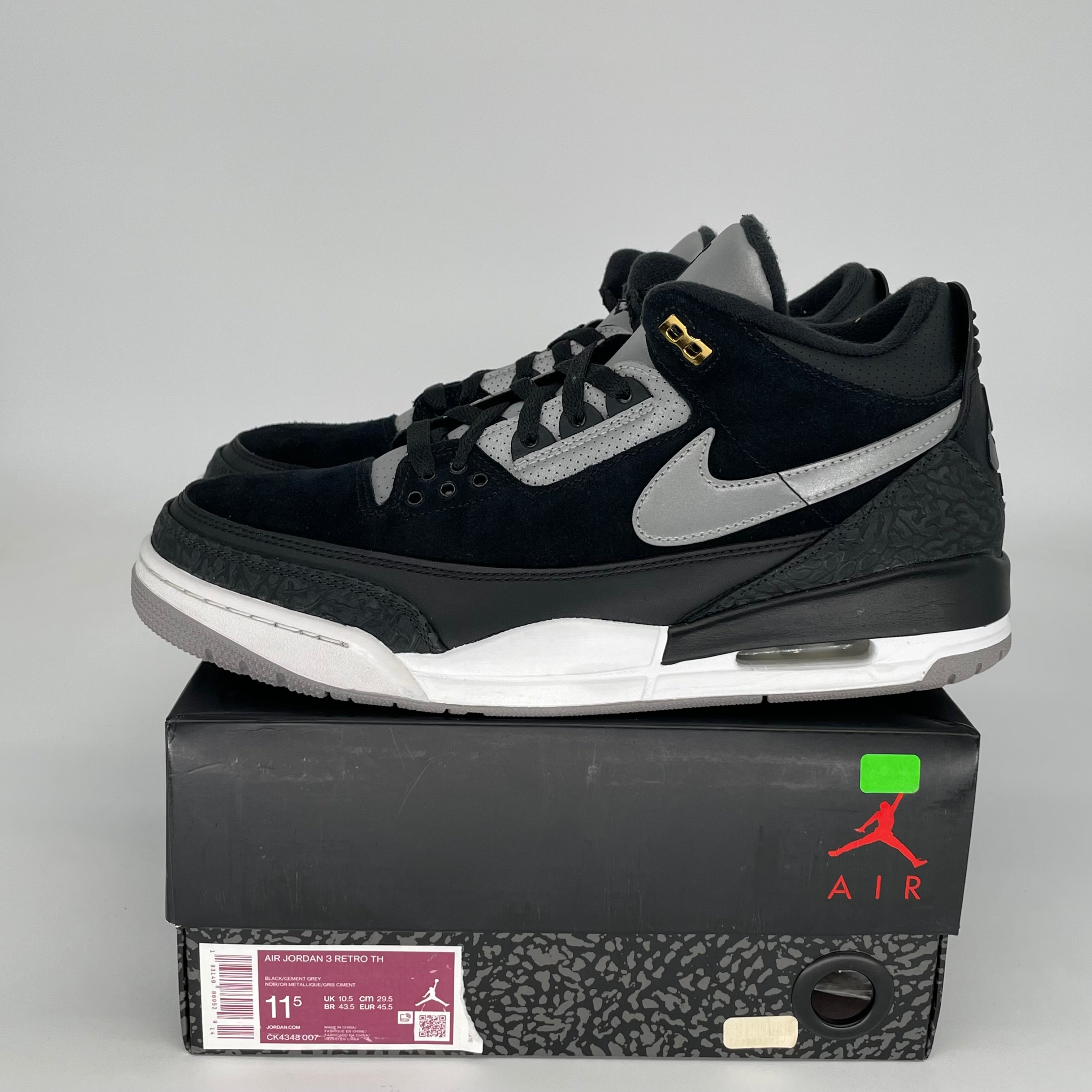 AIR JORDAN 3 TINKER Black Cement Gold Men's Basketball Shoes Size 11.5 (CK4348-007) - Retro Sneakers for Streetwear & Sports Fashion