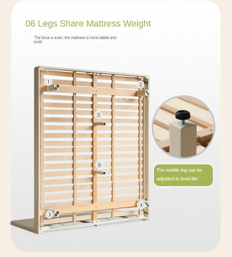 Modern Simple Cream Style Poplar Solid Wood Bed - Queen Size, Sturdy & Elegant for Master Bedroom, Guest Room, or Dormitory