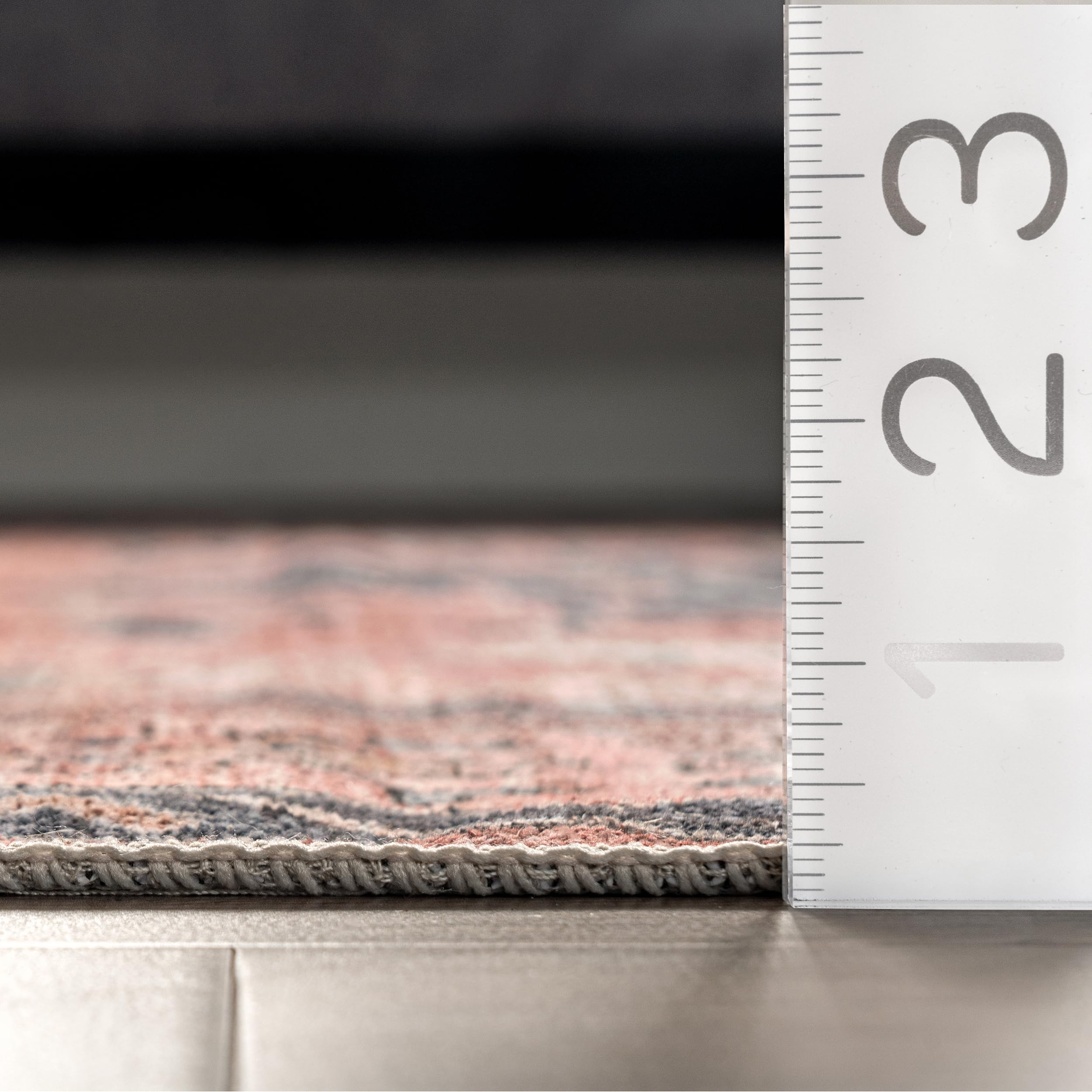nuLOOM 5' x 8' Machine Washable Stain-Resistant Area Rug with Non-Slip Backing - Low Profile Soft Indoor Rug for Living Room, Bedroom & Dining Room - Brick Red - Perfect for High Traffic Areas & Pet-Friendly Homes
