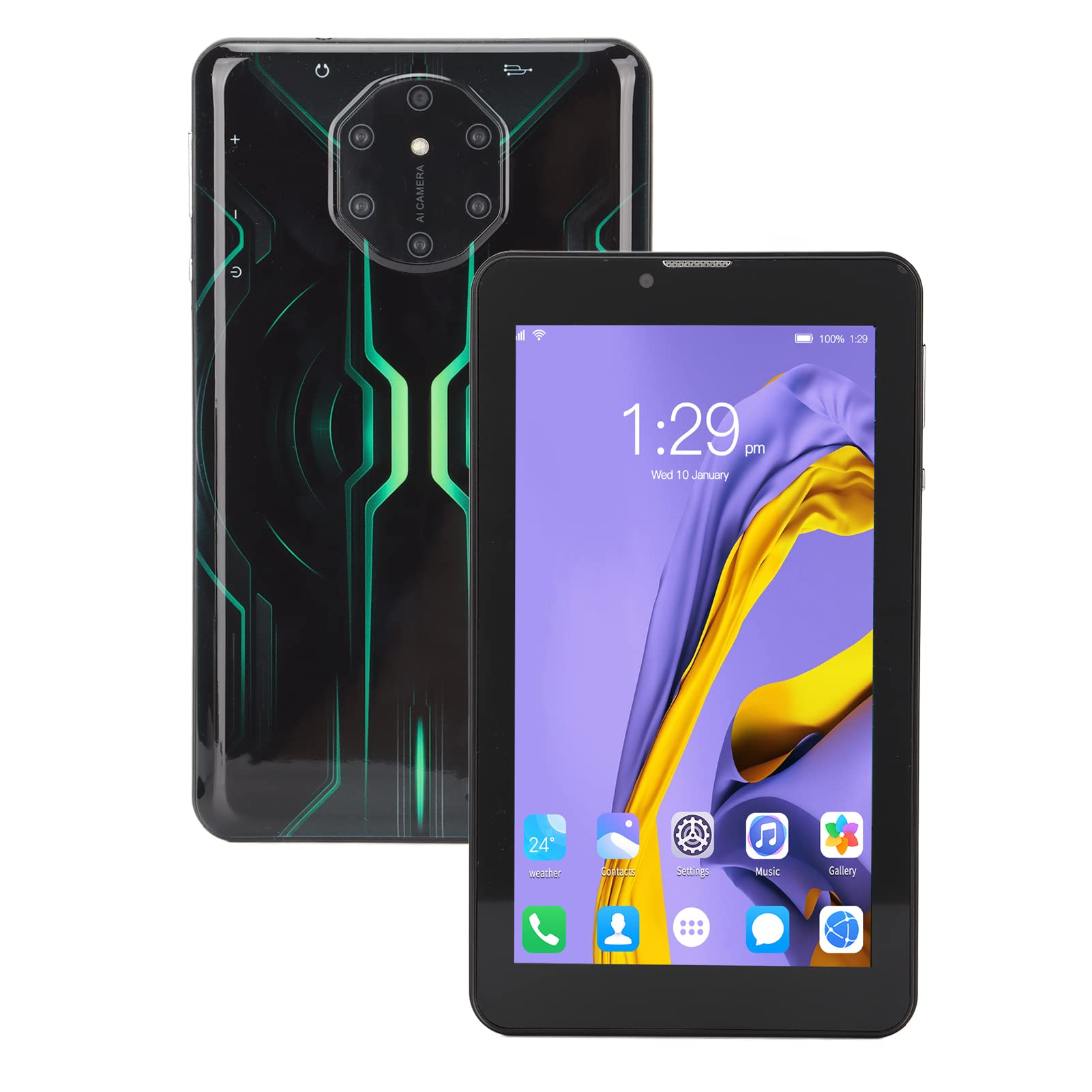 7 Inch Android Tablet PC - 1280x800 IPS HD Display, Octa Core Processor, 2GB RAM 32GB ROM, 3500mAh Battery, 5G WiFi Dual Band, Dual Camera - Perfect for Online Learning, Gaming & Entertainment (Green)