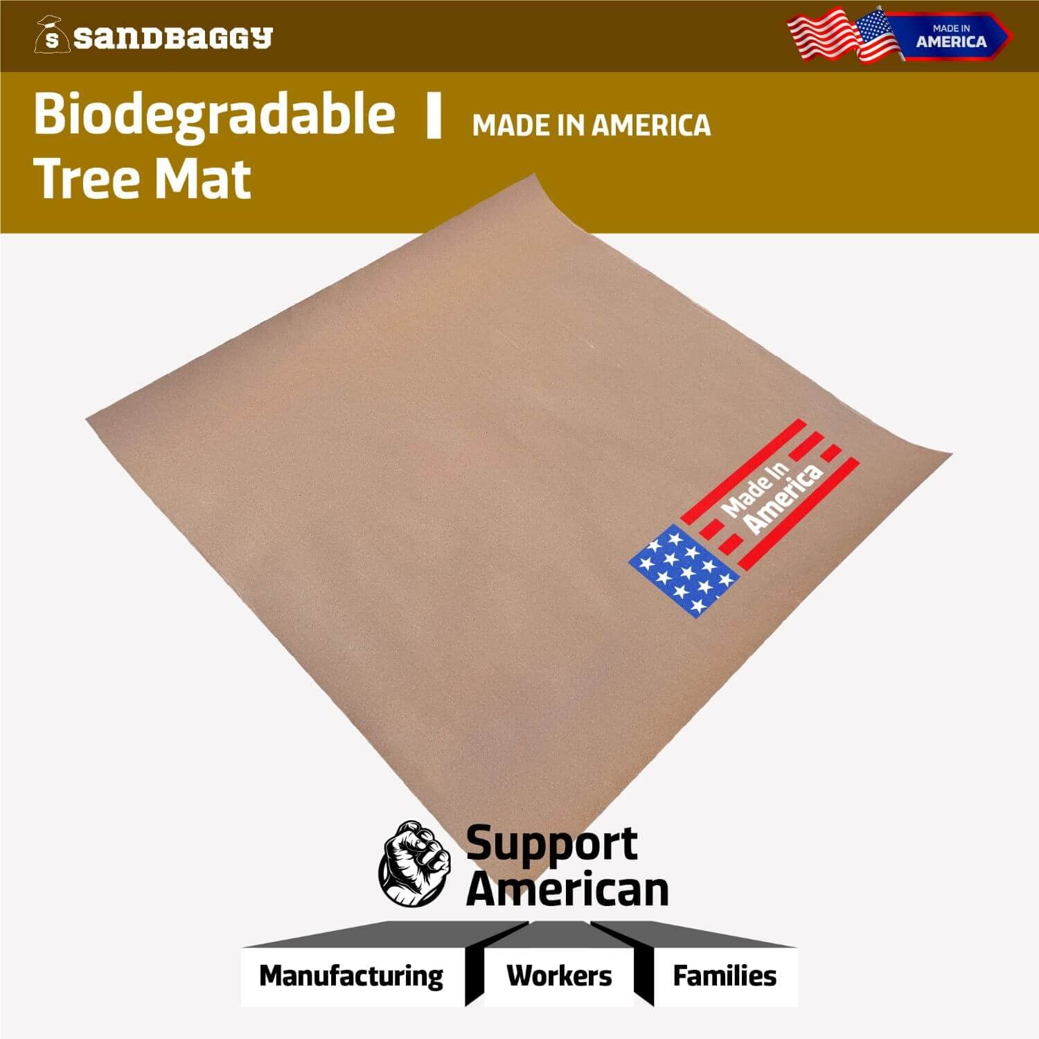 Biodegradable Tree Mats 3 ft x 3 ft - Eco-Friendly Garden Weed Barrier - Made in USA - Paper Mulch for Landscaping (2 Pack) - Perfect for Tree Planting, Weed Control & Soil Protection