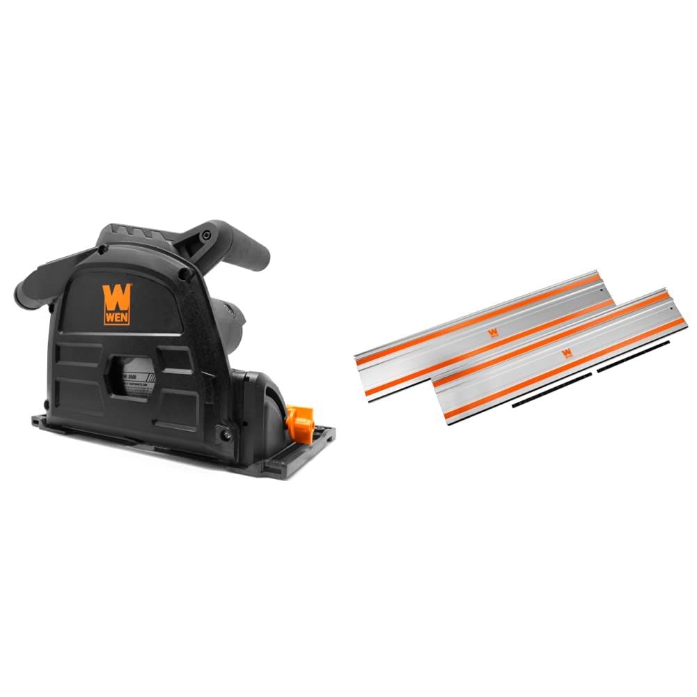 WEN 6.5-Amp Plunge Cut Circular Saw with 100-Inch Track Guide Rail System - Perfect for Woodworking, DIY Projects & Professional Construction