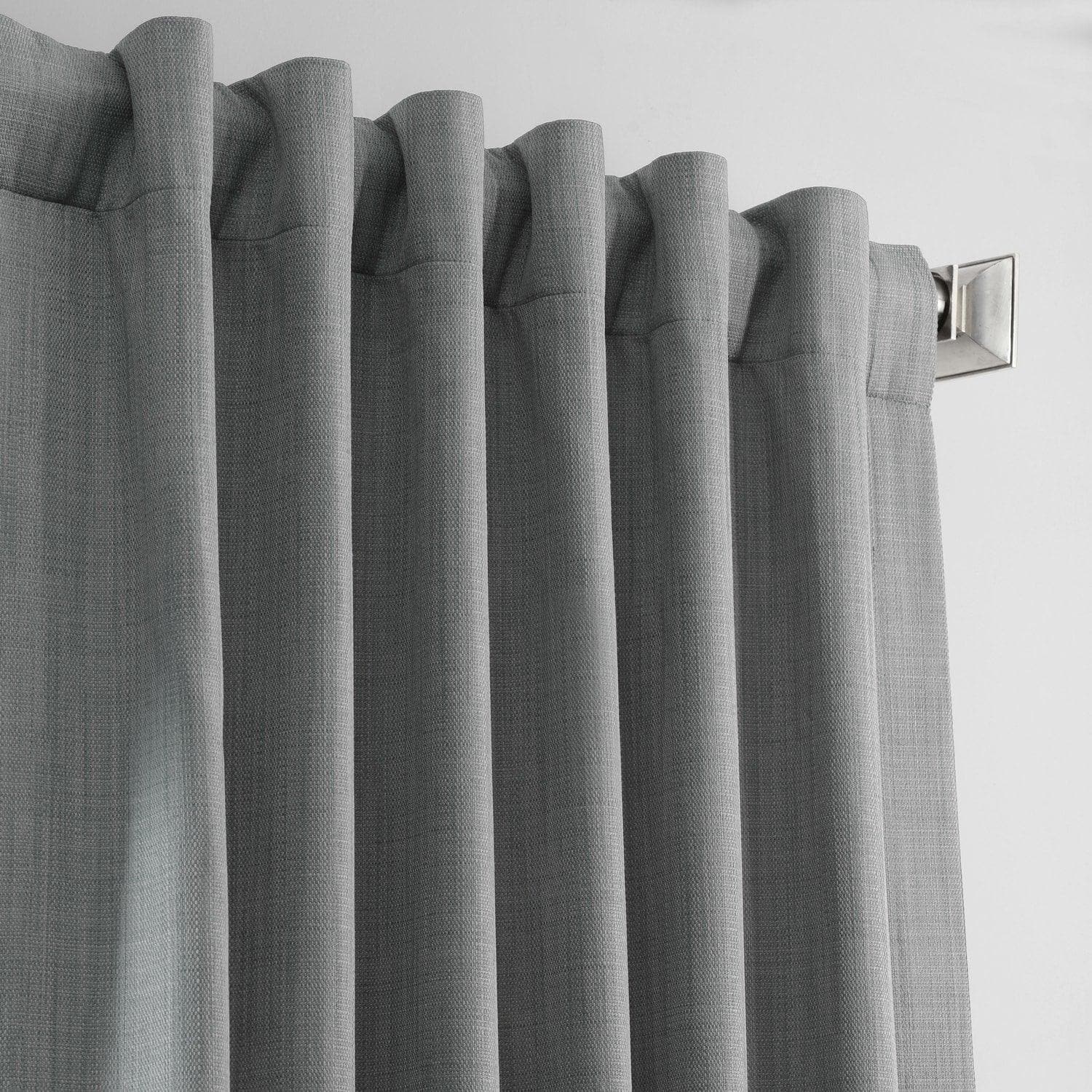 Pebble Grey Textured Italian Faux Linen Blackout Curtains for Bedroom & Living Room - Noise Reducing Thermal Insulated Window Drapes for Hotels, Home Theater, and Nursery