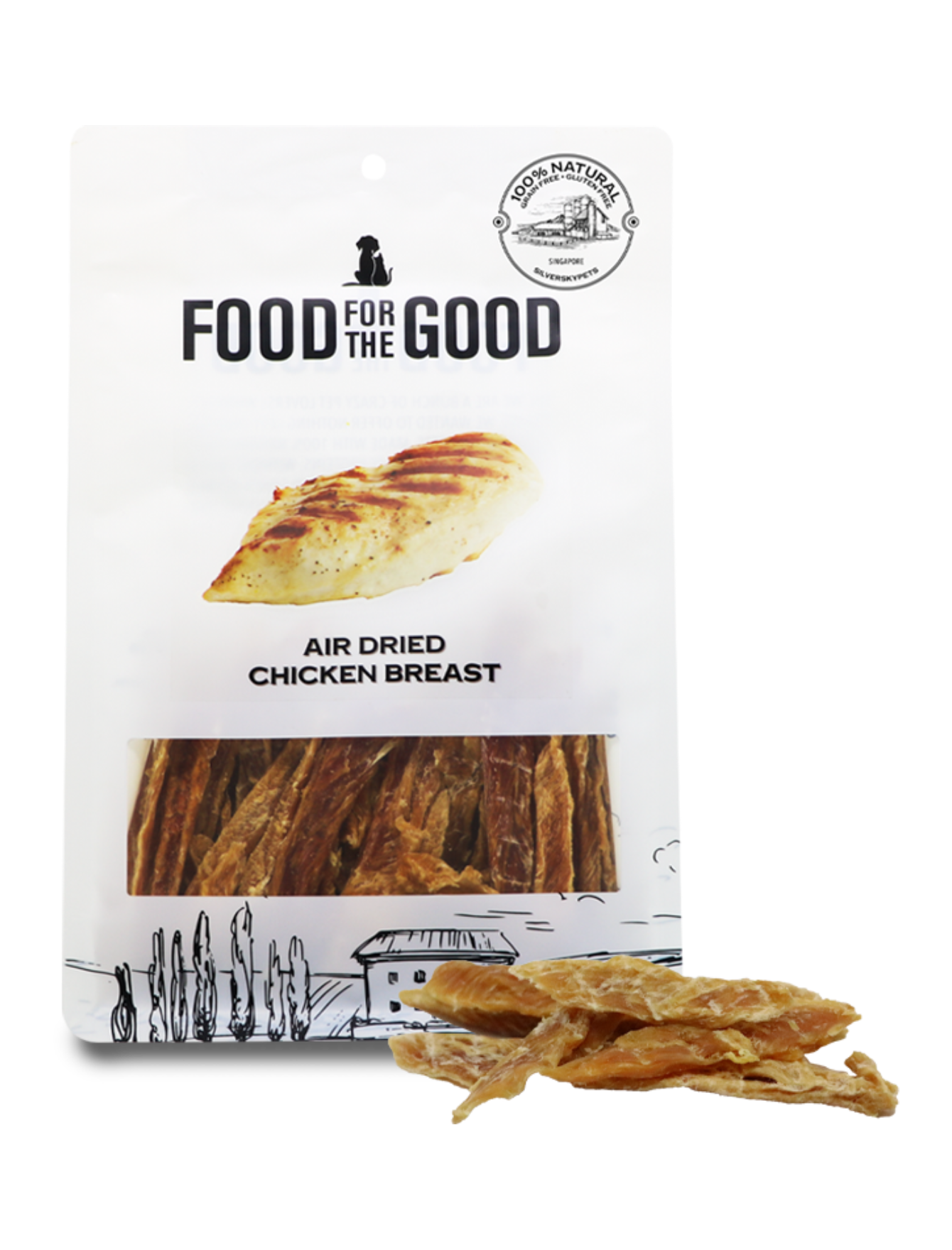 Premium Air Dried Chicken Breast Dog & Cat Treats - 100% Natural, Grain-Free, High Protein Pet Snacks - Perfect for Training Rewards & Dental Health (300g)