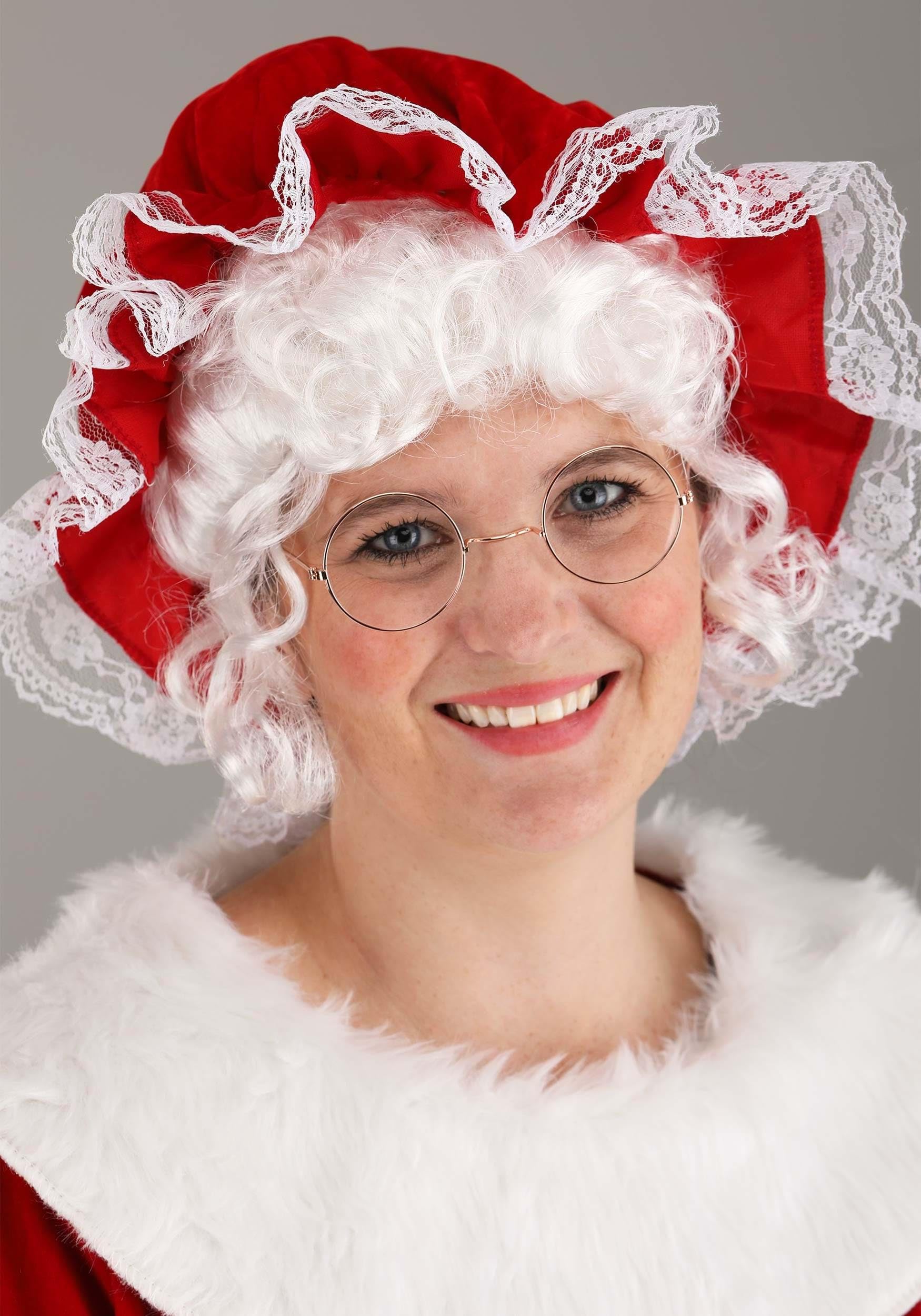 Mrs. Claus Costume for Women - Red Santa Dress with White Fur Trim, Matching Bonnet & Apron Set | Christmas Party, Holiday Cosplay, Themed Events