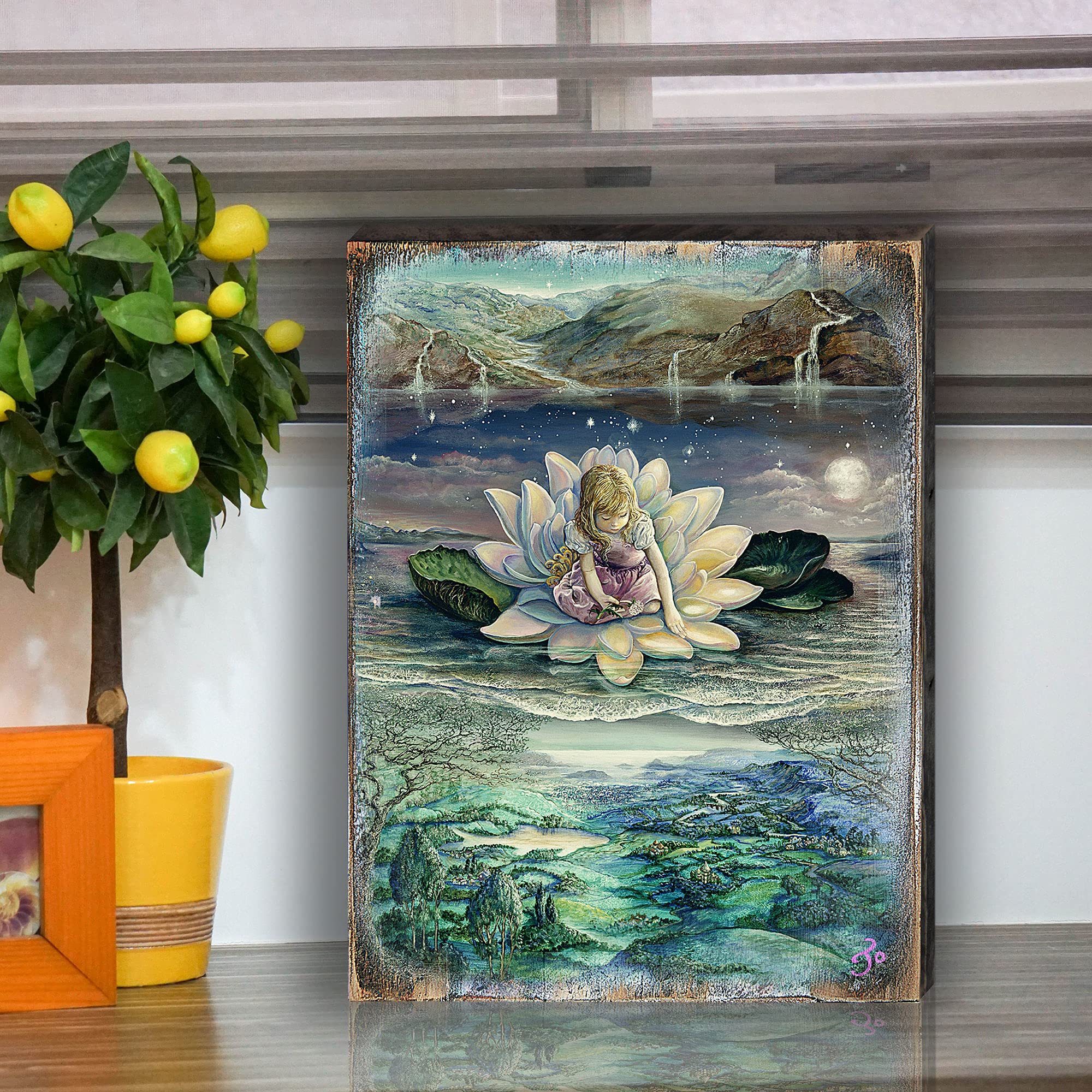 Josephine Wall Horizons Wood Wall Art - Hand Painted Canvas Print for Living Room, Bedroom & Home Decor - Unique Fantasy Artwork for Gifts & Interior Design
