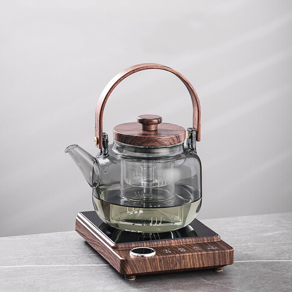Premium Glass Tea Set with Induction Warmer - Elegant 18oz Teapot & Cups for Home, Office & Gifts - Perfect for Loose Leaf Tea, Herbal Infusions & Matcha Ceremonies