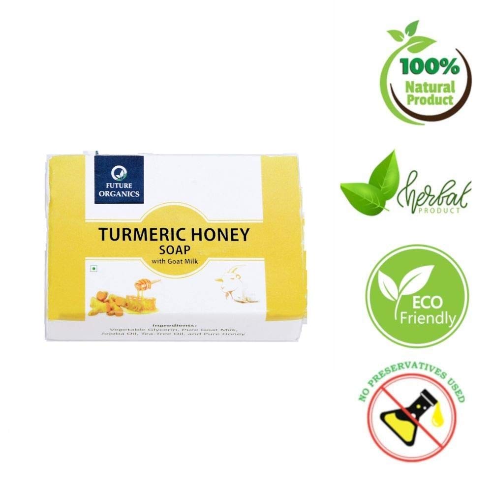 Future Organics Turmeric Honey & Goat Milk Bathing Body Soap - Pack of 2 (100g Each) | 100% Pure Natural Herbal Ingredients | Moisturizing & Exfoliating for Dry Skin | Perfect for Spa Day & Relaxing Bath Time