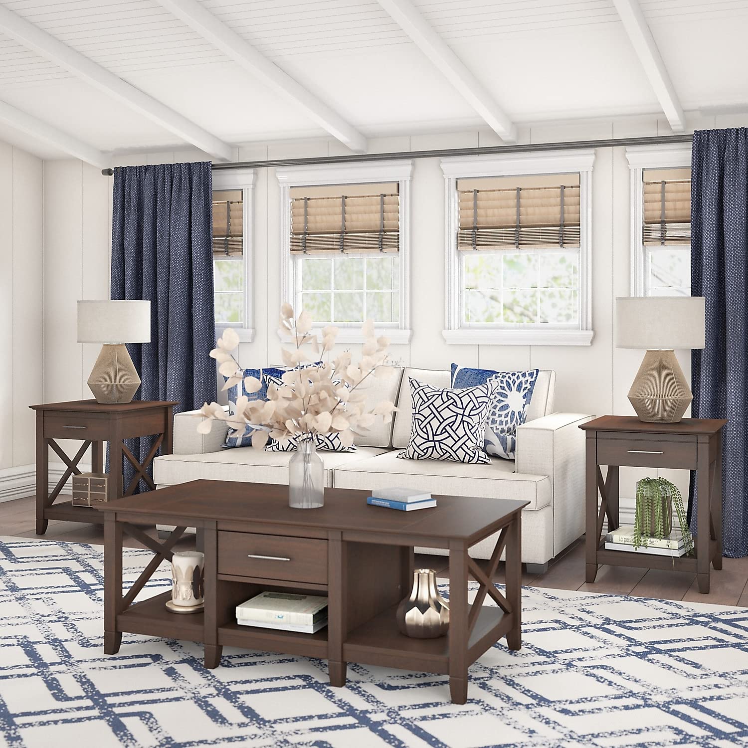 Bush Key West Coffee & End Tables Set - Bing Cherry for Living Room
