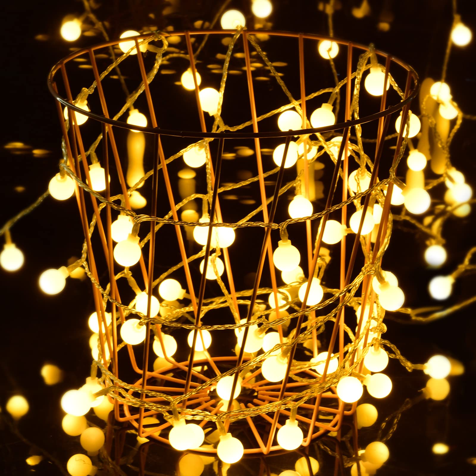 33FT 100LED Fairy Christmas String Lights Plug in - Waterproof Globe Ball Twinkle Lights with 8 Modes for Indoor/Outdoor Decor - Perfect for Bedroom, Wedding, Party, Christmas Tree & New Year Celebrations (Warm White)