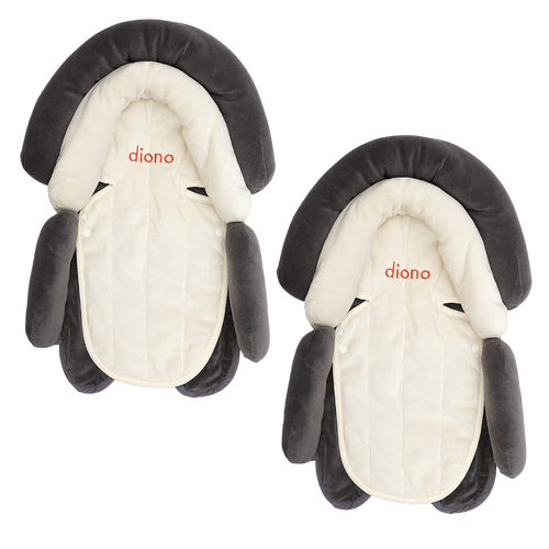 Diono 2-Pack Baby Head Support Pillows - Soft Grey & Ivory for Car Seats, Strollers & Travel - Comfortable & Safe for Newborns & Infants