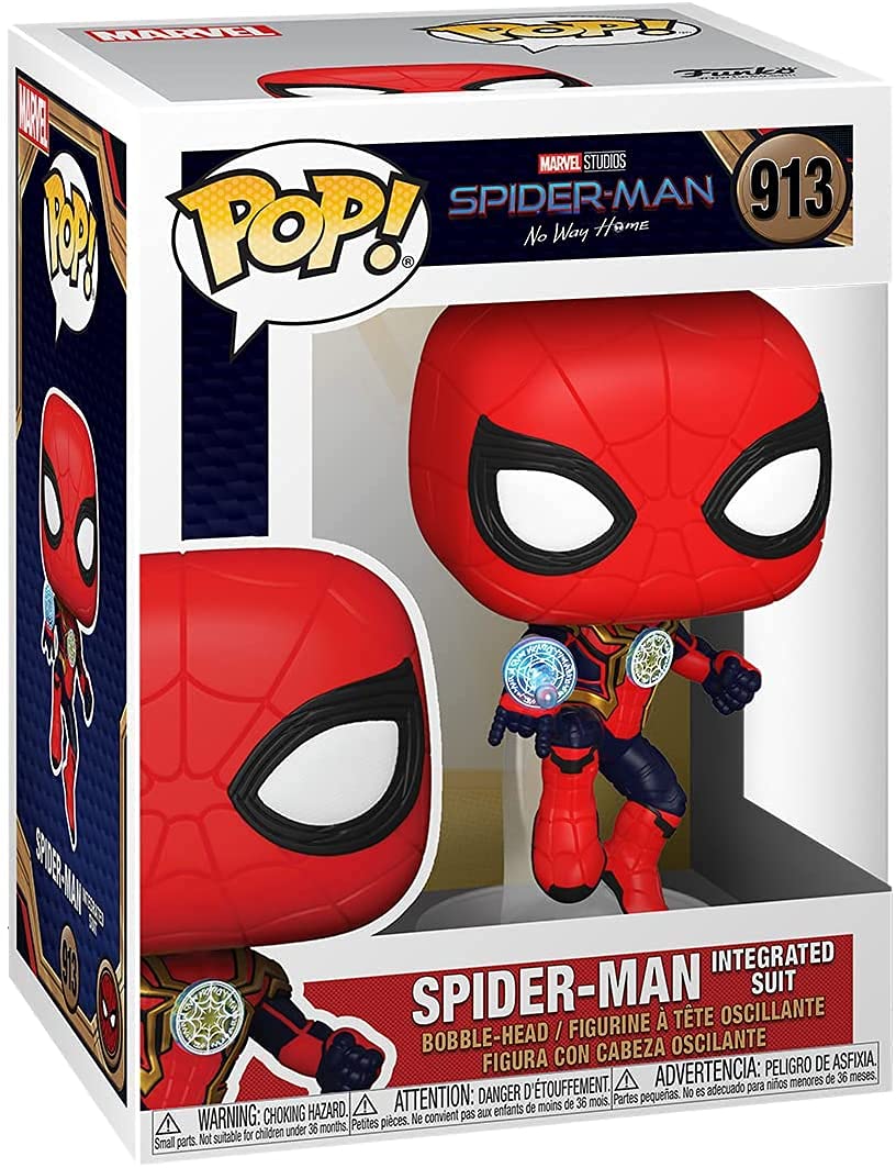 Funko Pop! Marvel Spider-Man No Way Home - Spider-Man Integrated Suit Vinyl Figure with Pop Protector Case | Collectible Action Figure for Marvel Fans, Home Decor, Office Display & Gift Idea