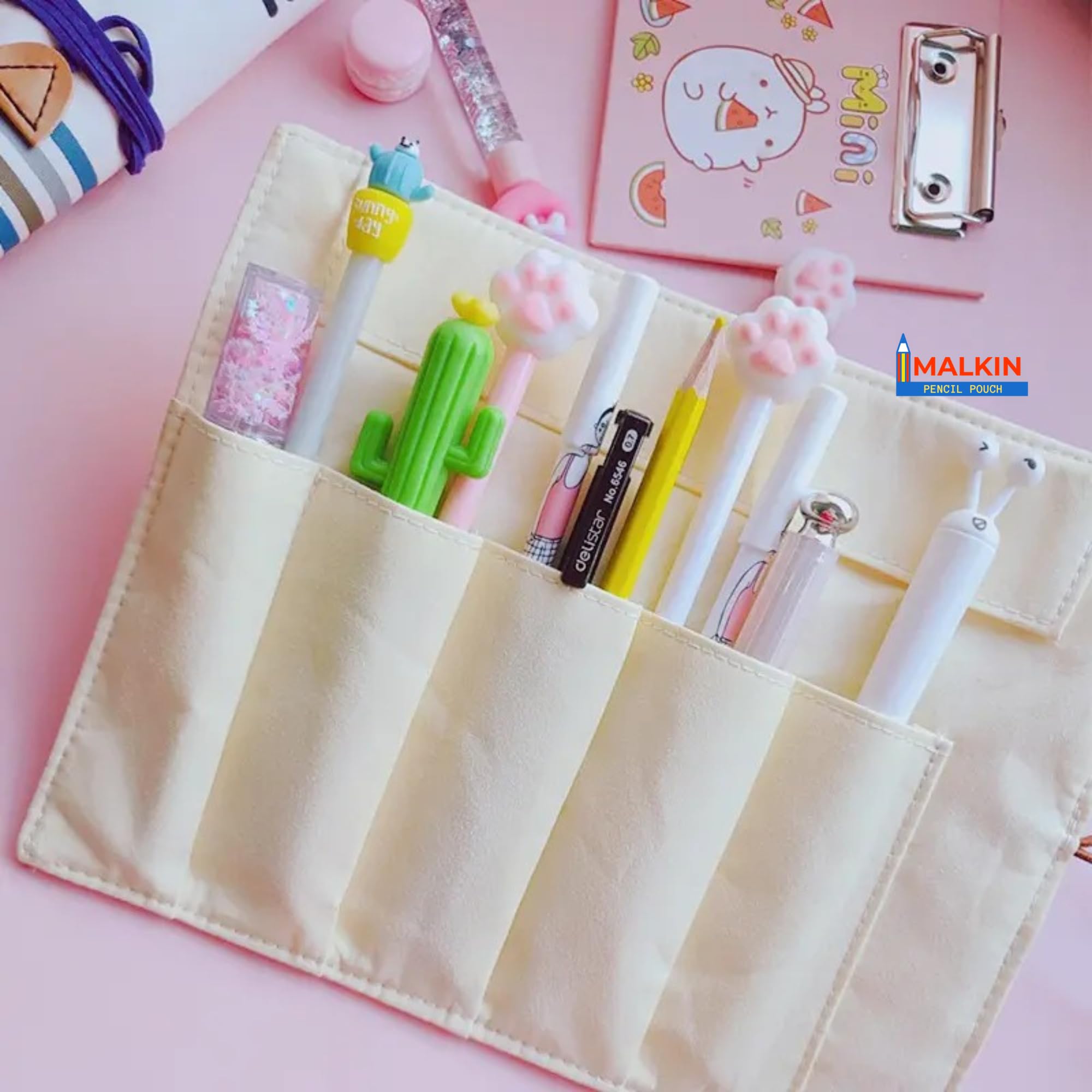 MALKIN Baby Blue Roll Geometry Box for Kids - School Pencil Case for Boys & Girls | Japanese Style Pencil Box with Math Tools | Perfect Birthday Gift for Students | Use for School, Homework & Art Projects