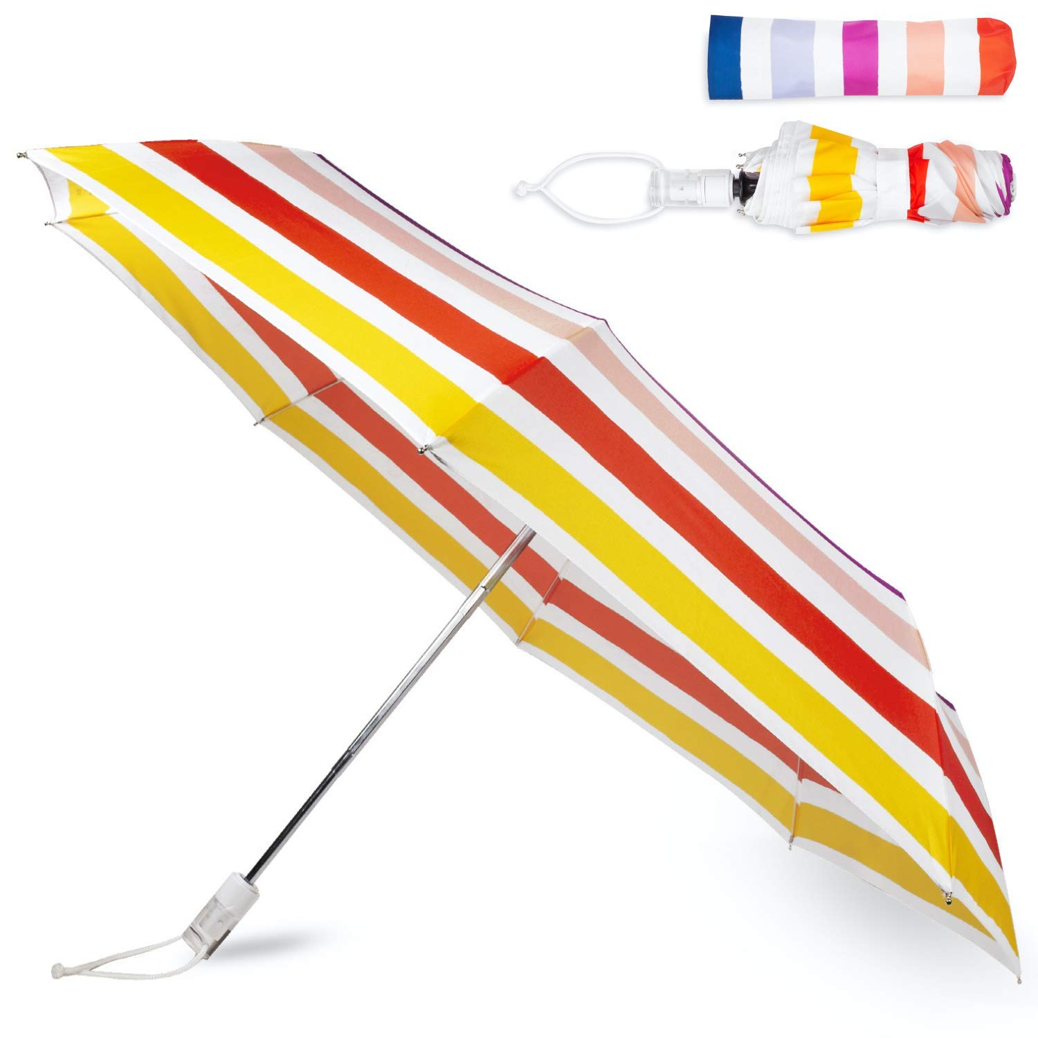 Kate Spade New York Travel Umbrella - Lightweight Compact Folding Umbrella with Storage Sleeve | Perfect for Commuting, Business Trips & Rainy Day Outfits
